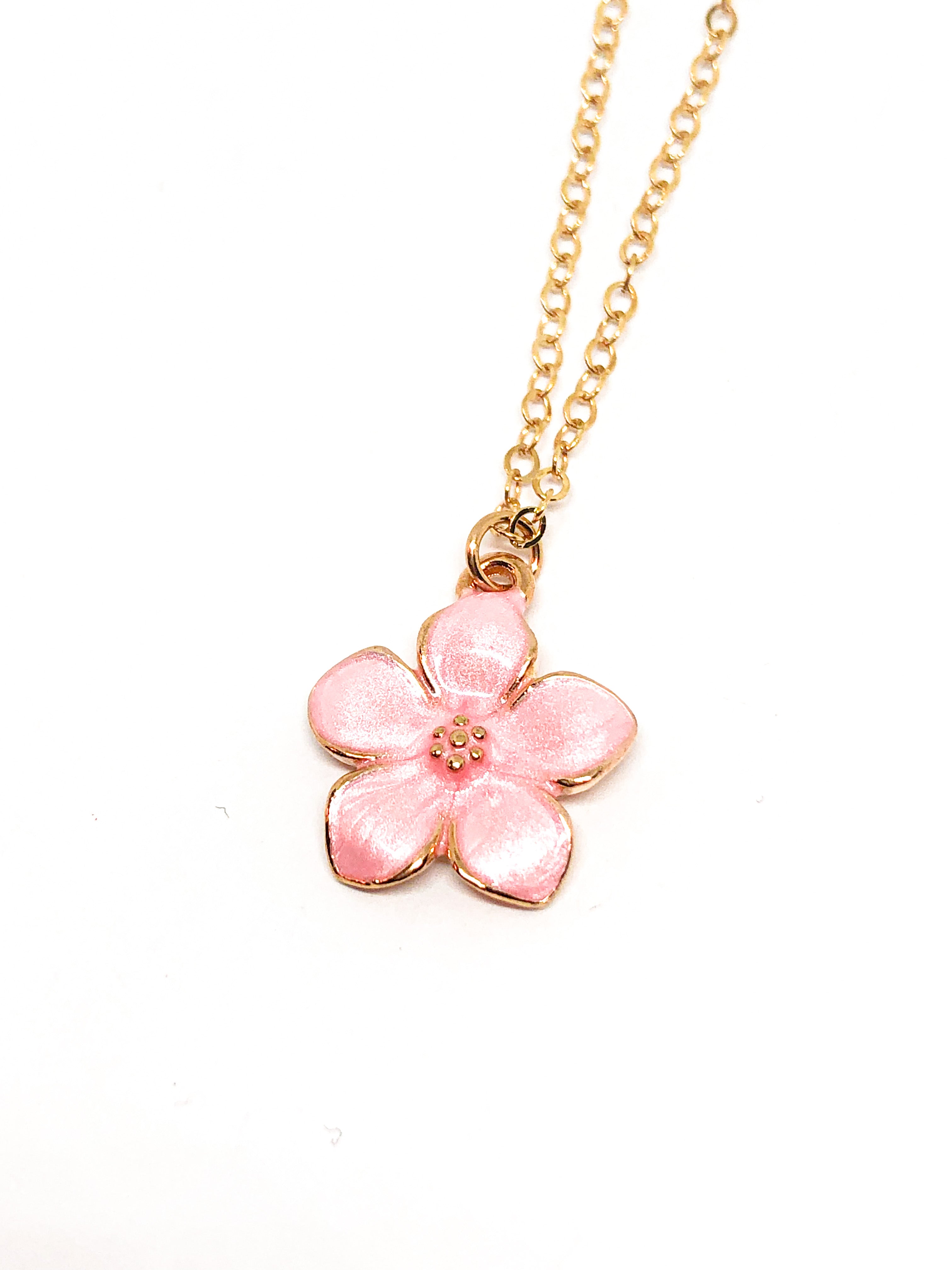 Repurposed Large Double Sided LV Pink Flower Charm Necklace – LINA