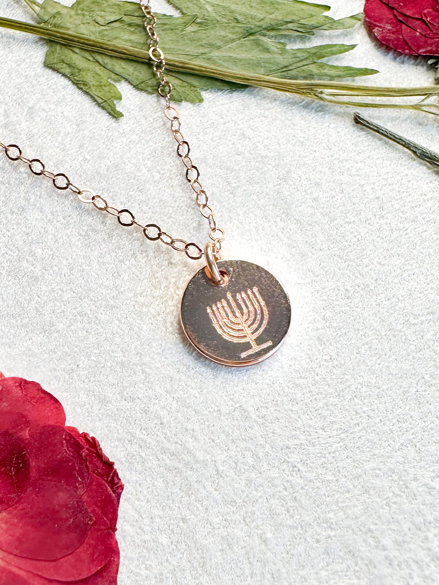 Hanukkah necklace rose gold