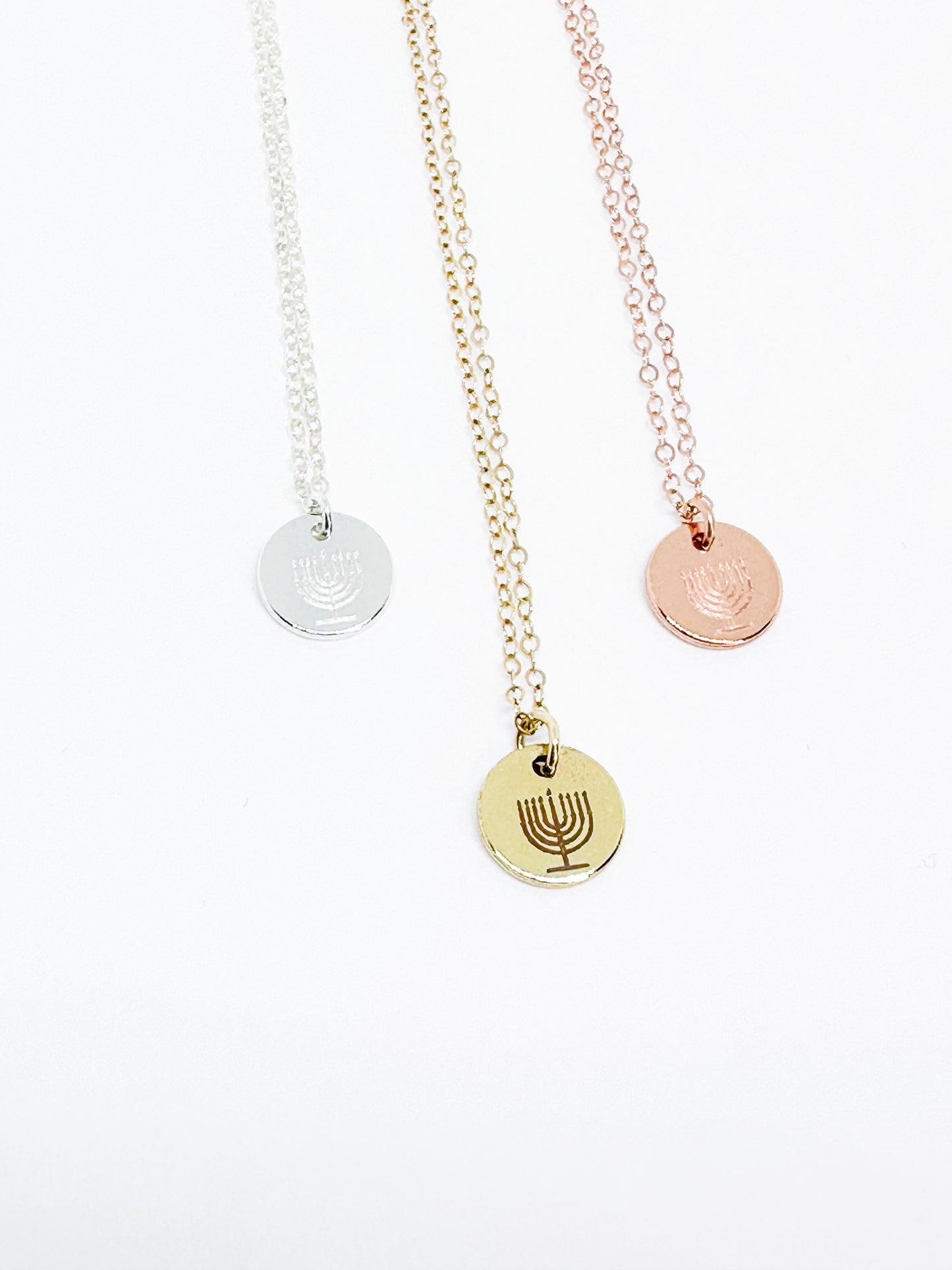 Hanukkah necklace rose gold