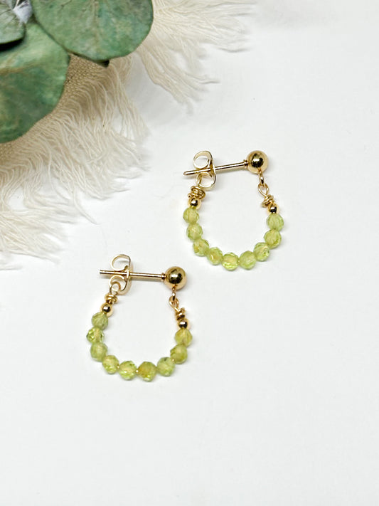 Birthstone hoop earrings August - peridot