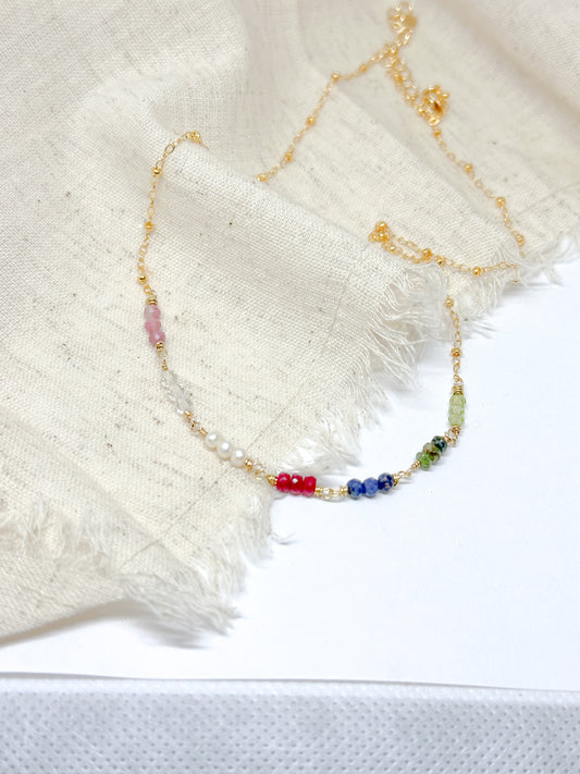 Personalized family birthstone necklace