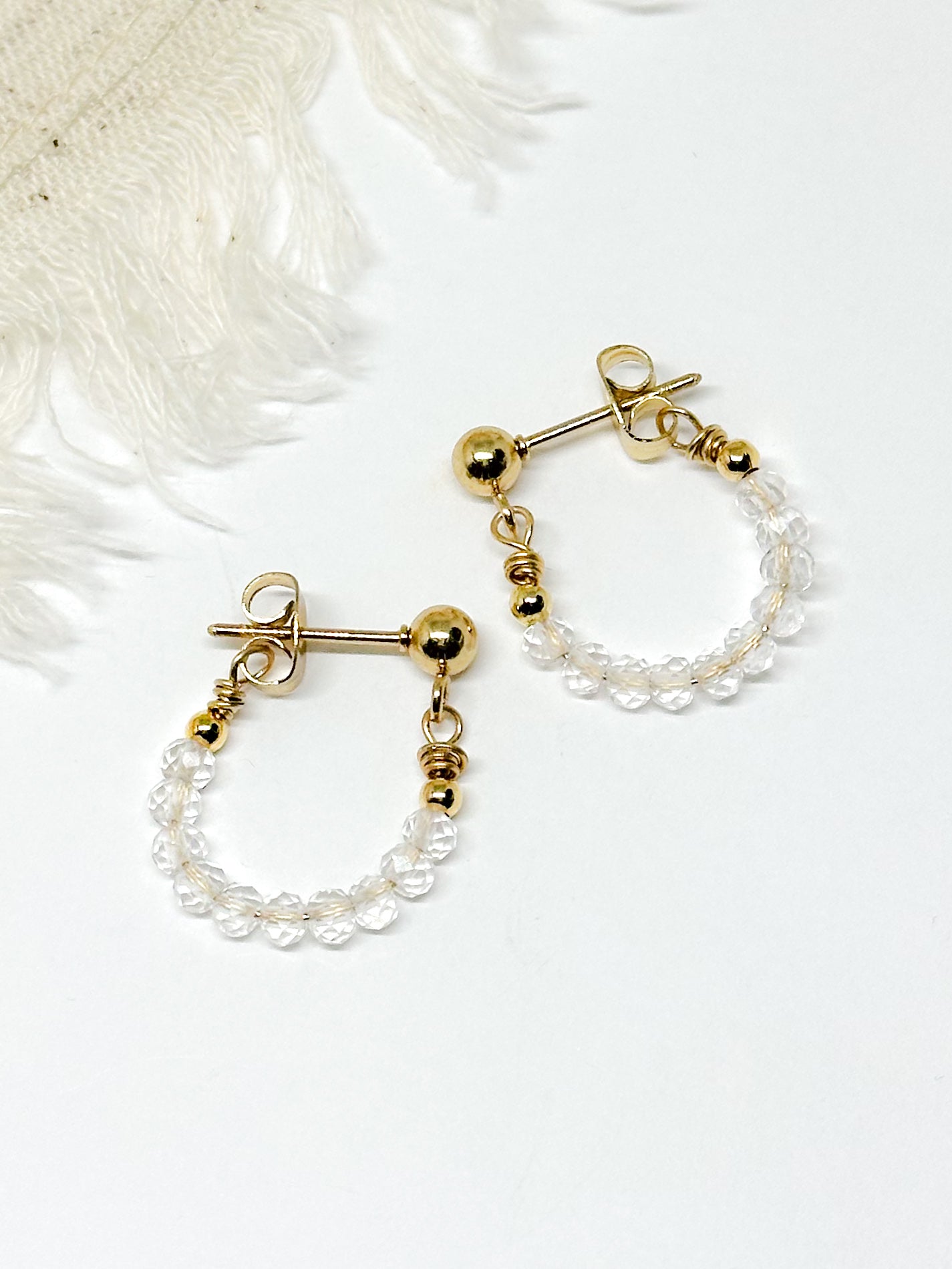 Birthstone hoop earrings April- Diamond (Quartz)