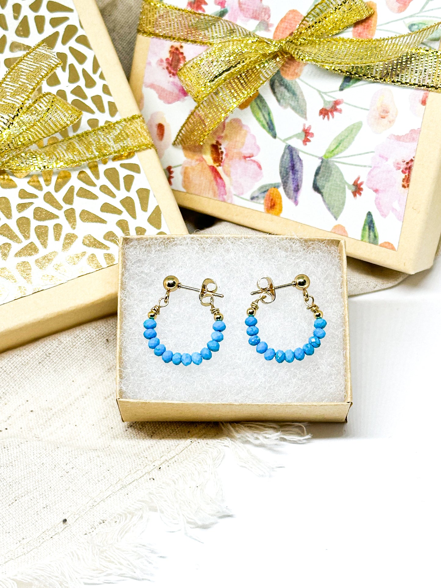 Birthstone hoop earrings December - turquoise