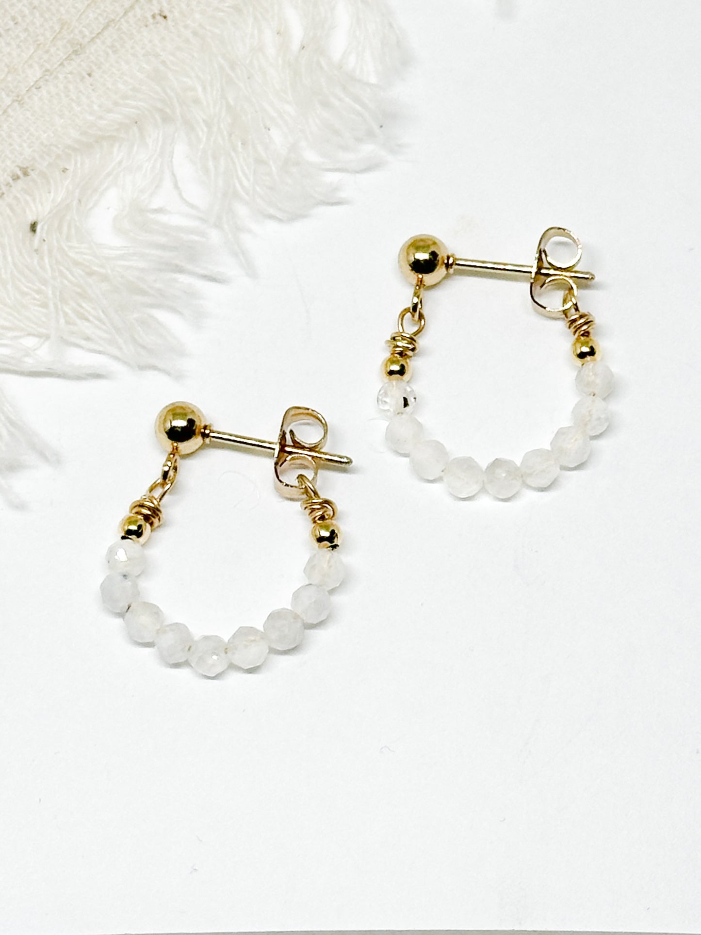 Birthstone hoop earrings June - moonstone