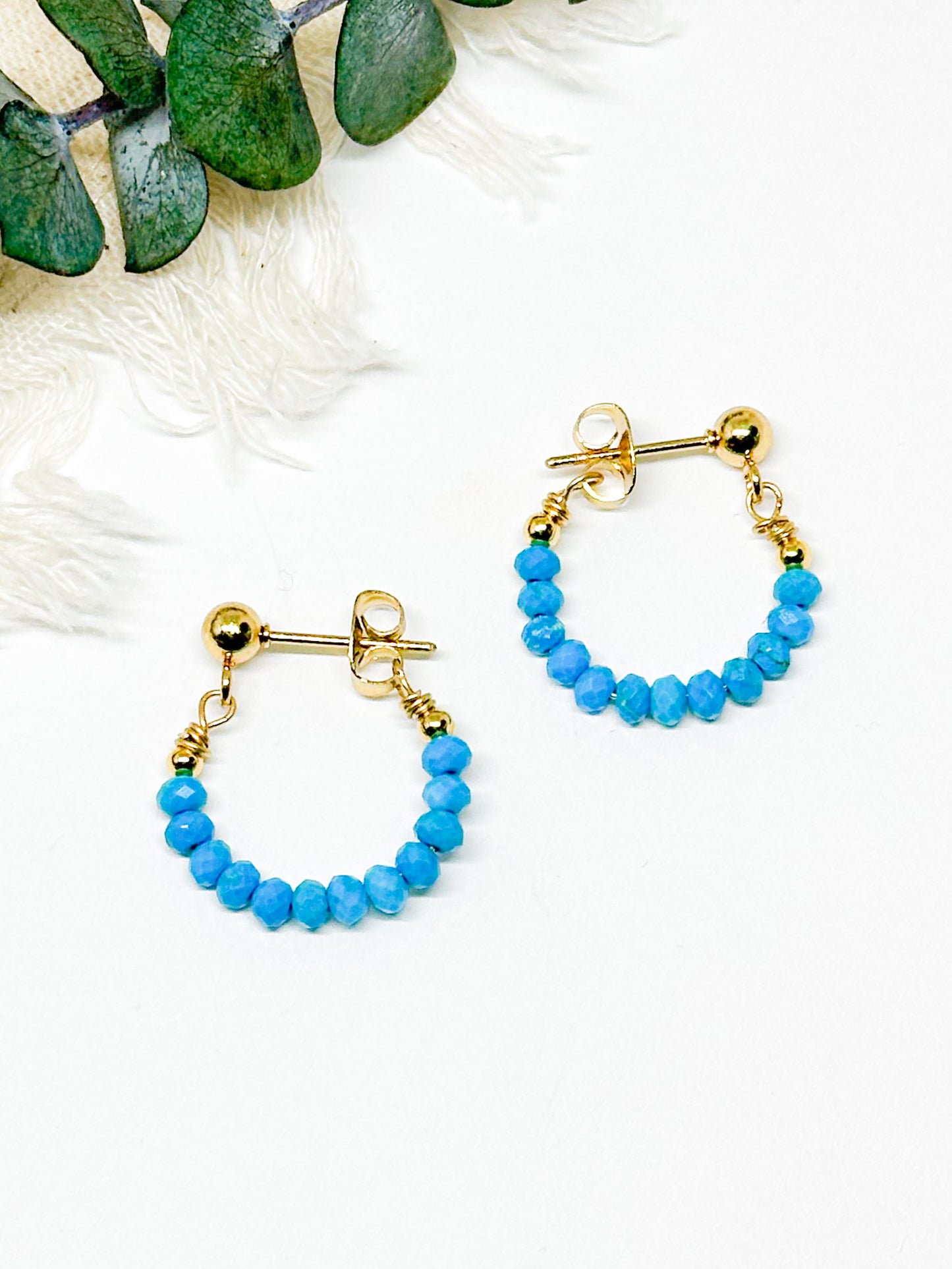 Birthstone hoop earrings December - turquoise