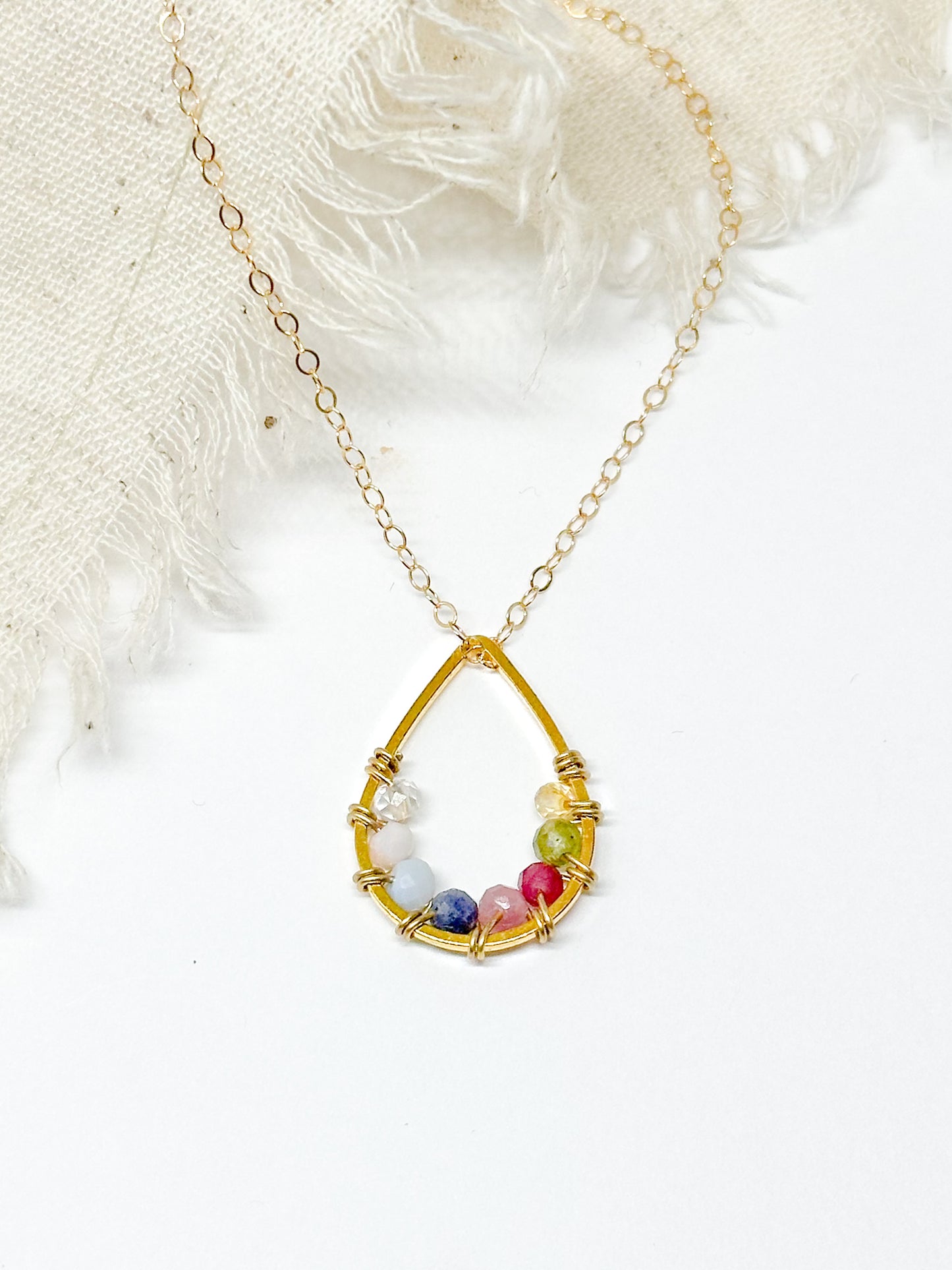 Custom birthstone necklace - teardrop