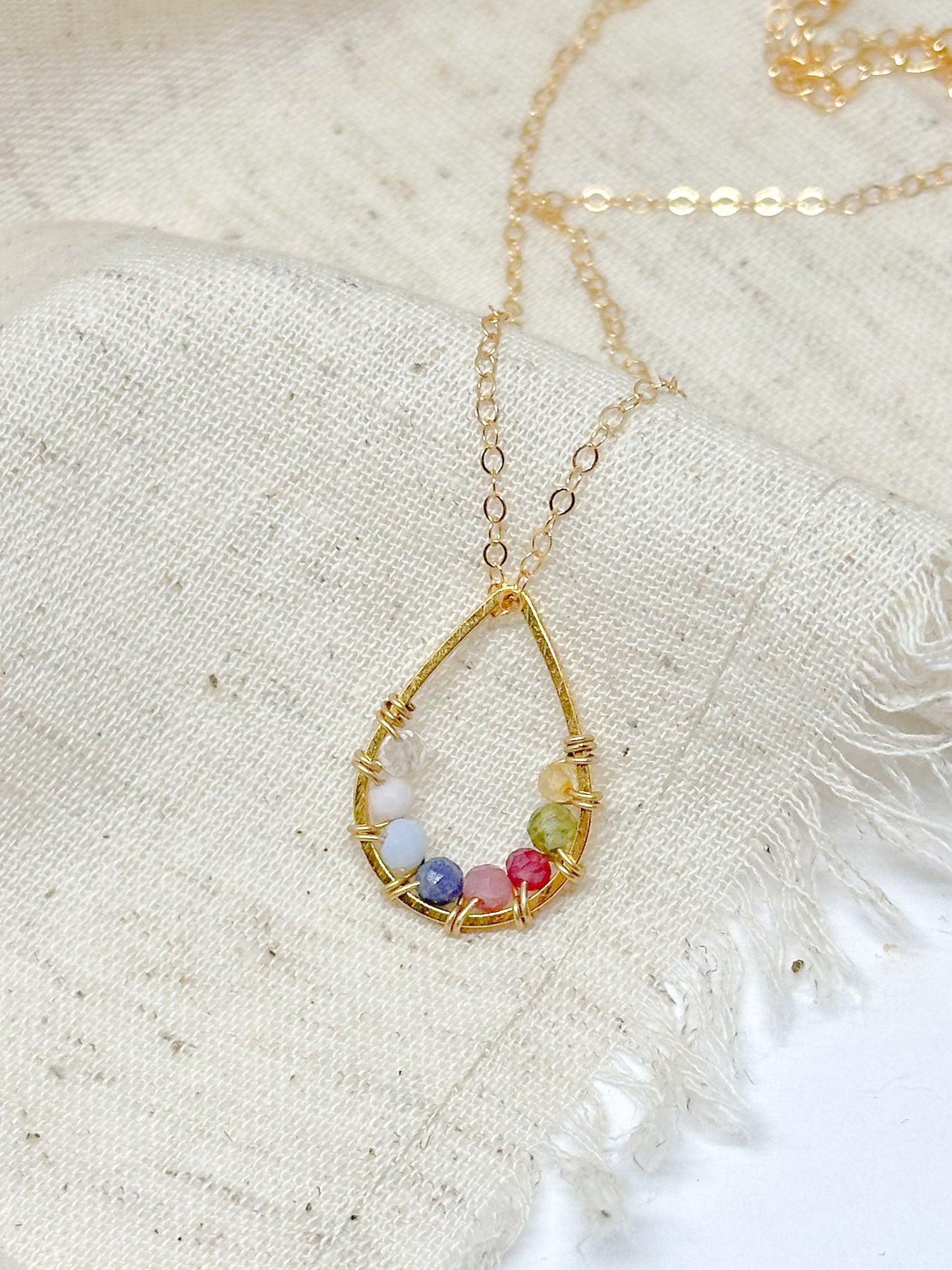 Custom birthstone necklace - teardrop