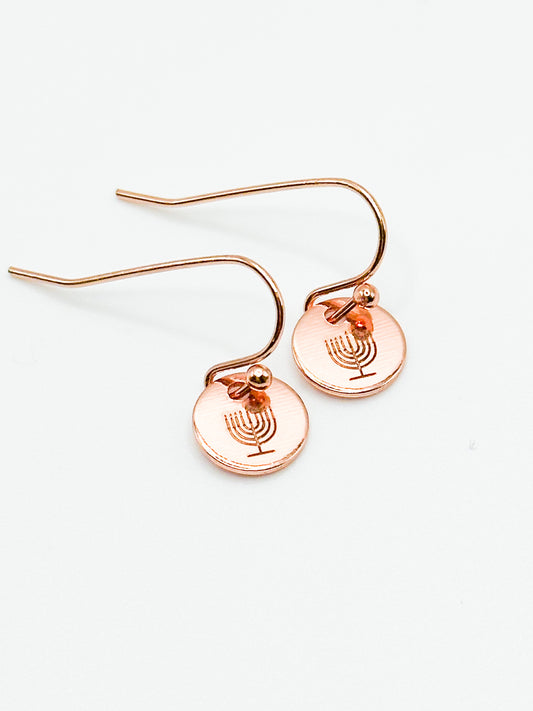 Menorah earrings rose gold