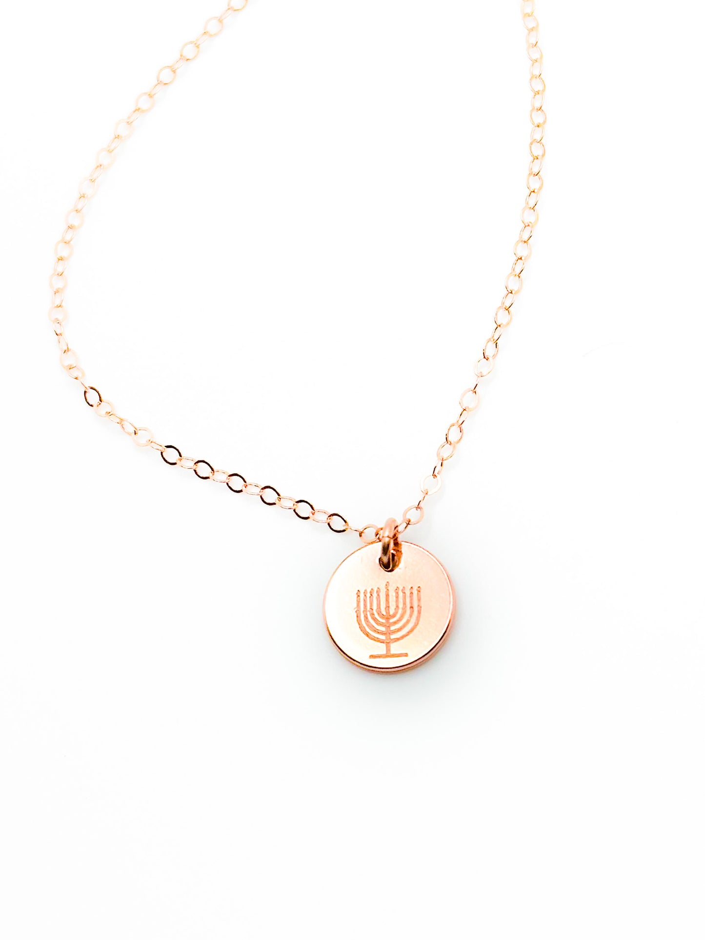 Hanukkah necklace rose gold