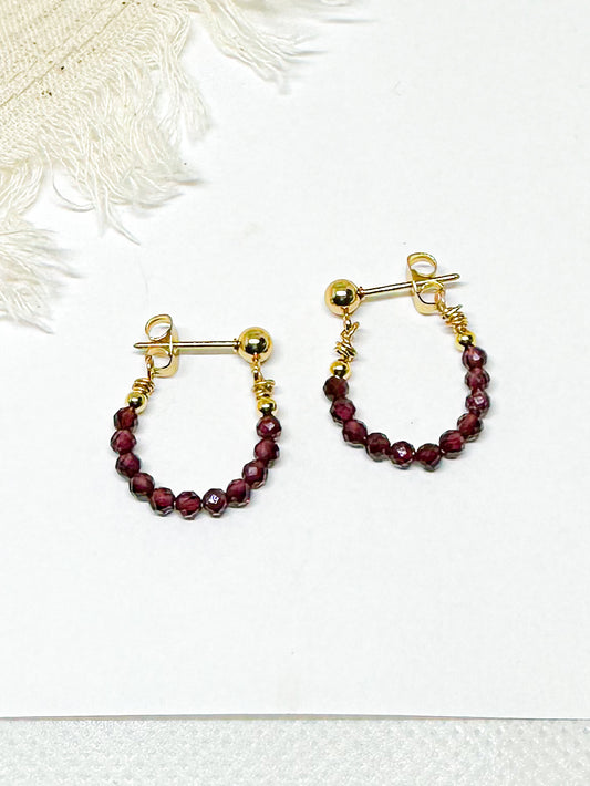 Birthstone hoop earrings January - garnet