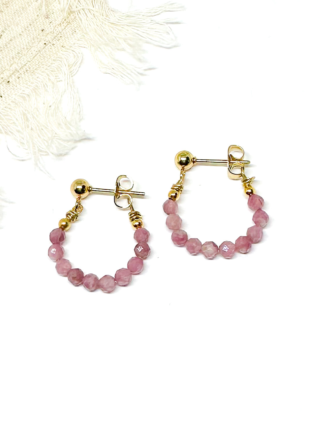 Birthstone hoop earrings October - tourmaline