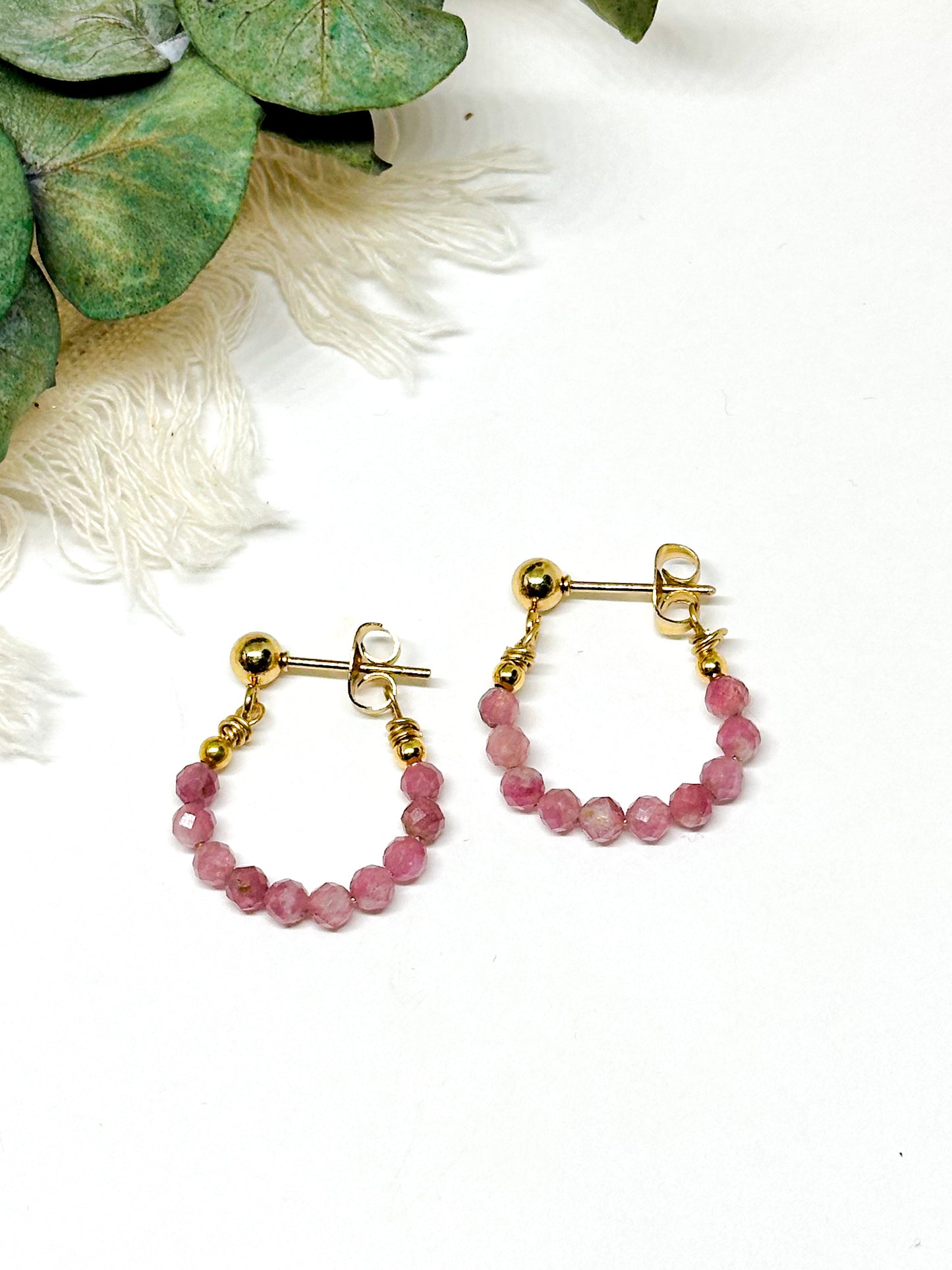 Birthstone hoop earrings October - tourmaline