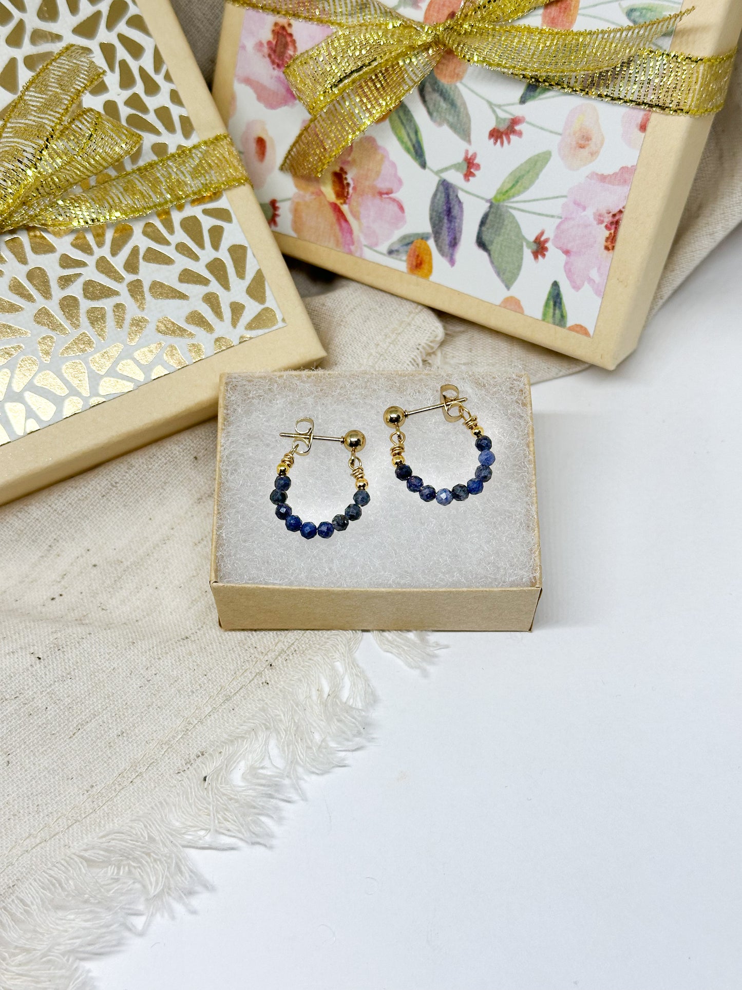 Birthstone hoop earrings September - sapphire