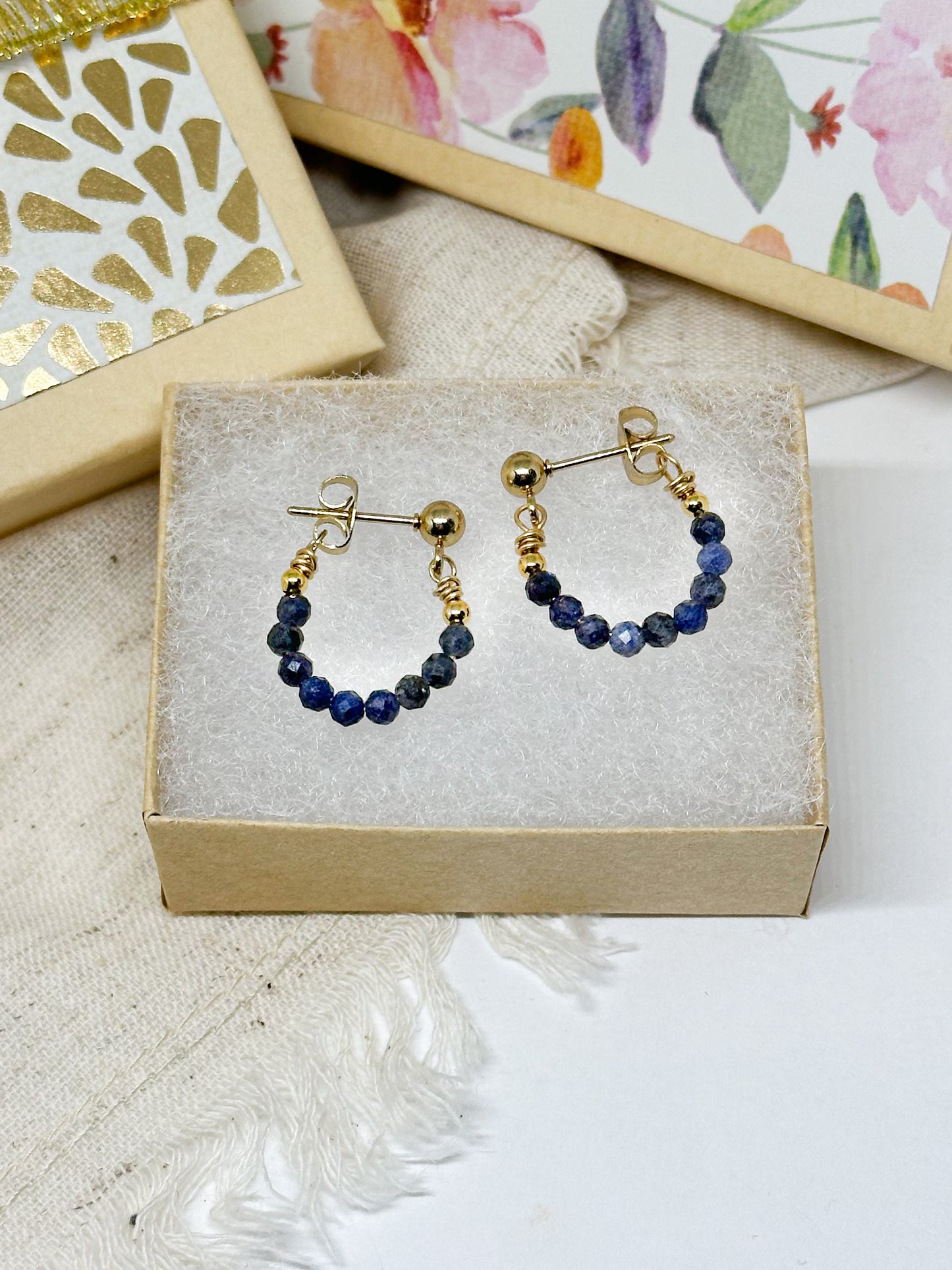 Birthstone hoop earrings September - sapphire