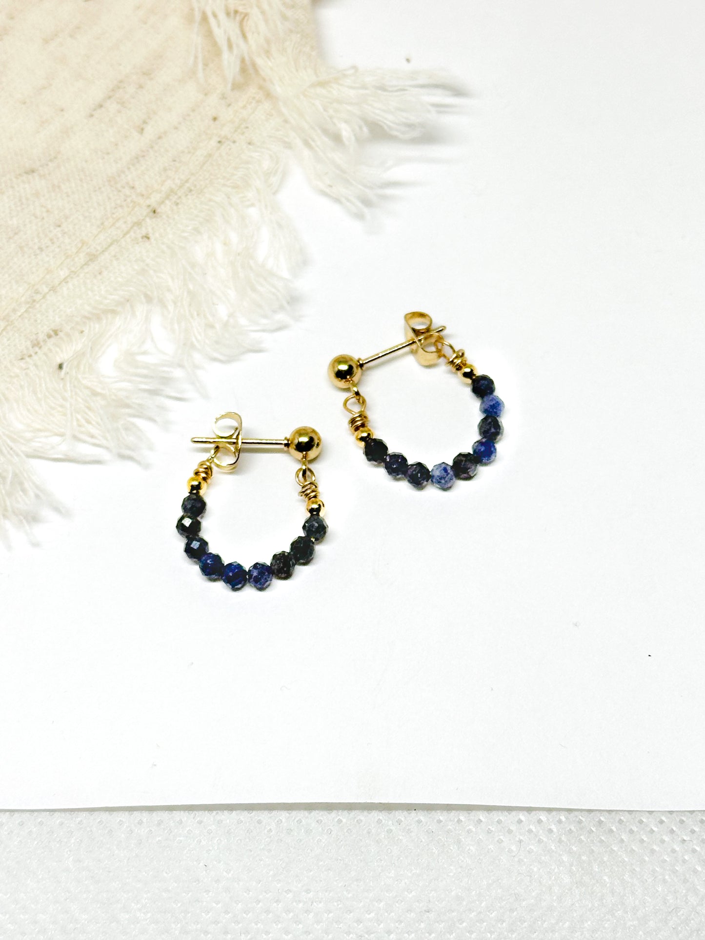 Birthstone hoop earrings September - sapphire