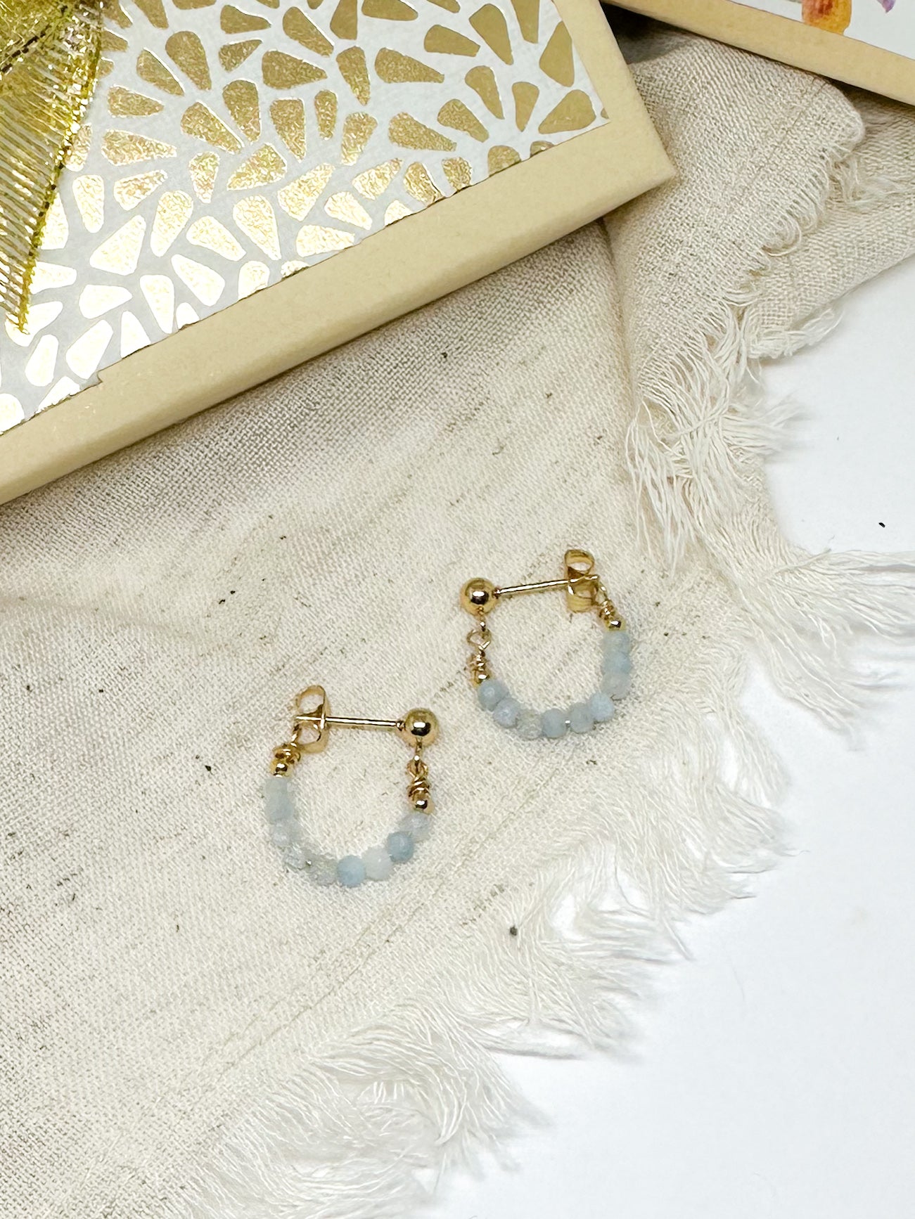 Birthstone hoop earrings March - aquamarine