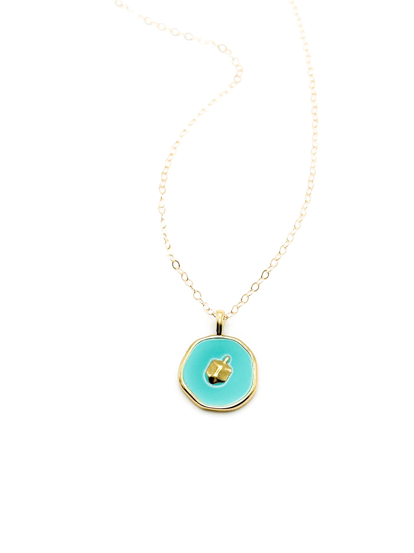 Dreidel necklace gold and enamel