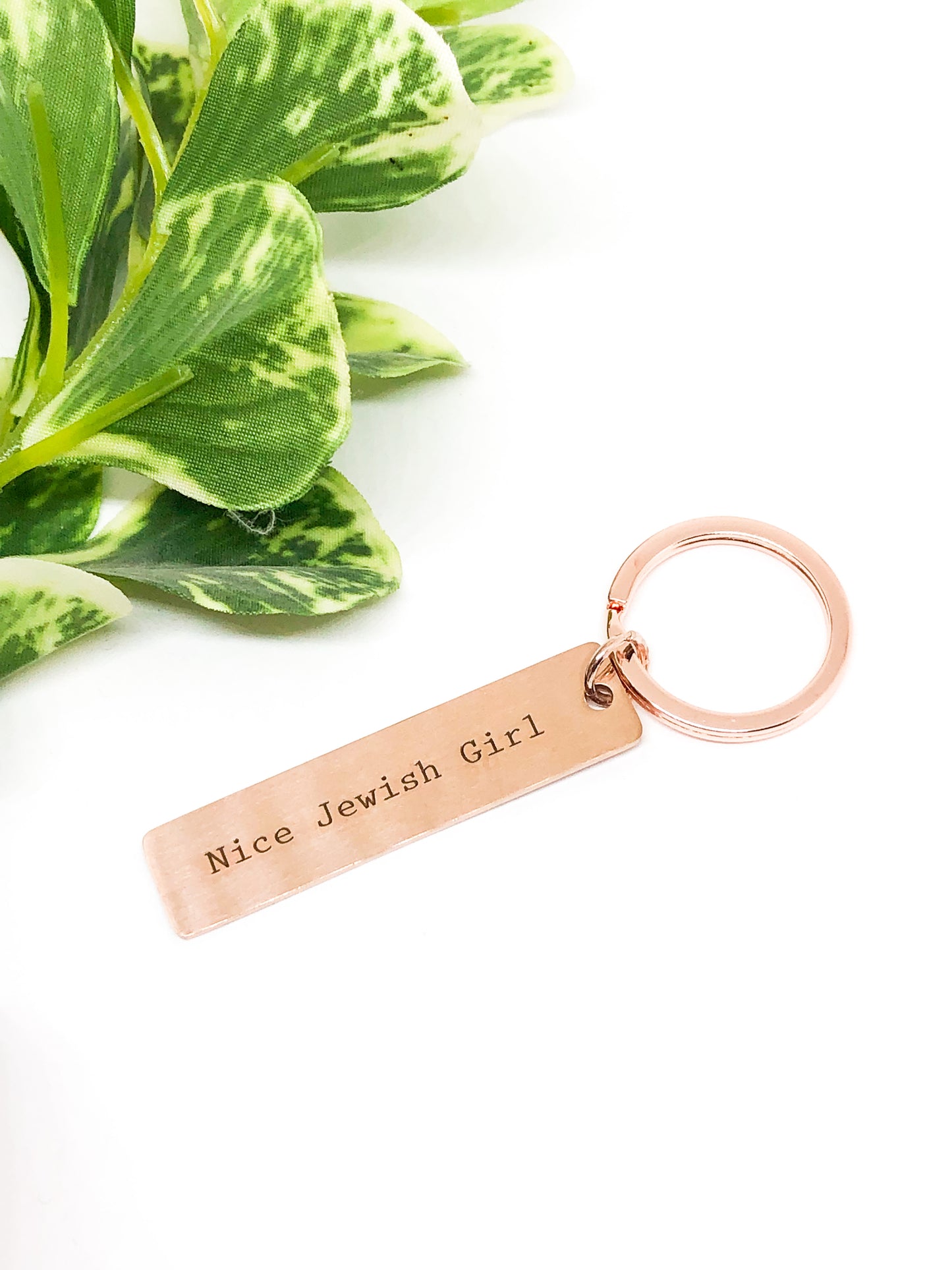 Nice Jewish Girl keychain rose gold