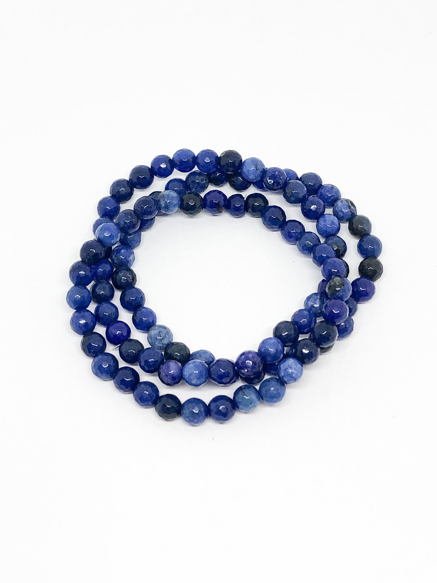 Blue agate beaded bracelet