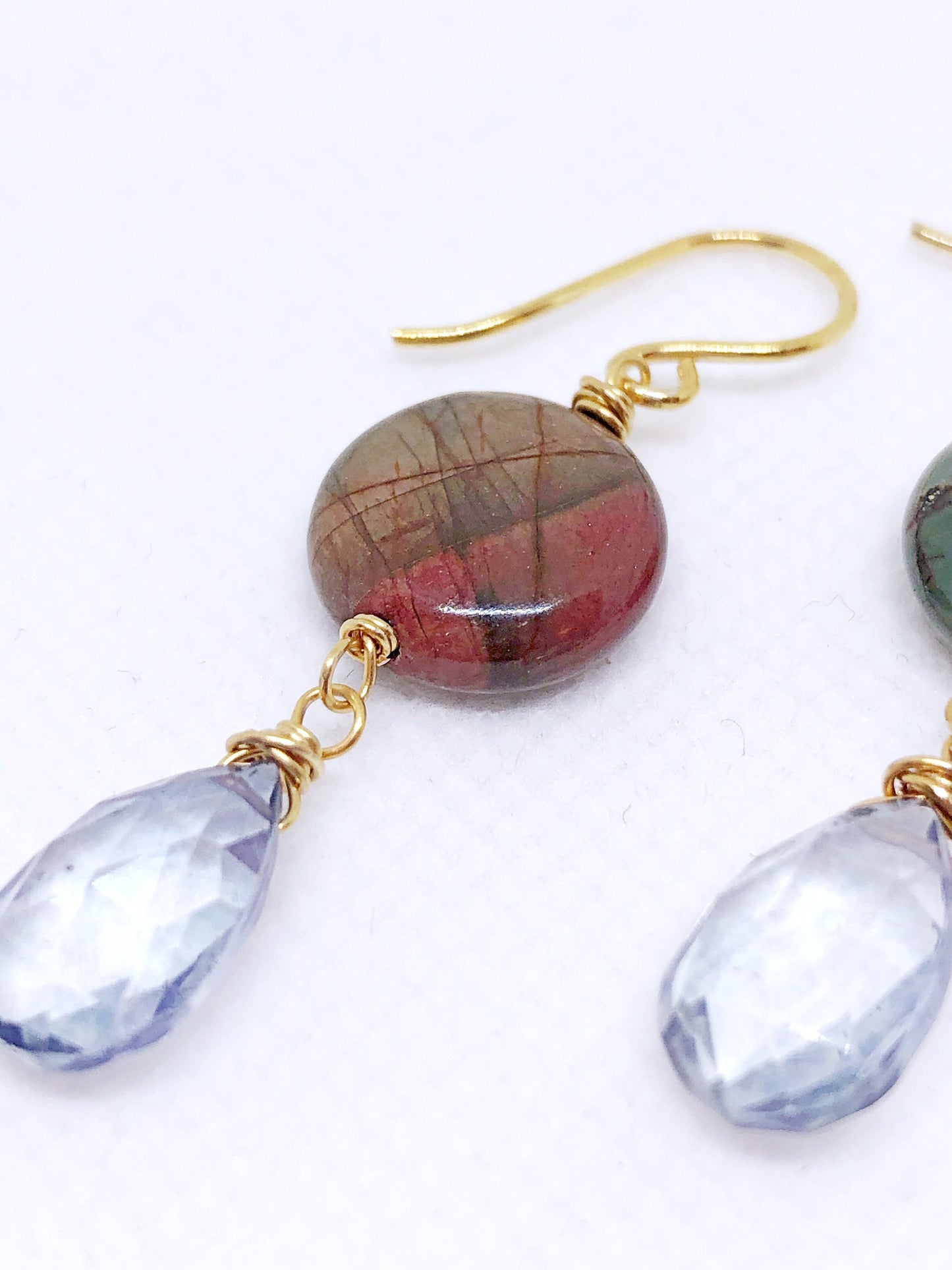 Scapolite and jasper earrings