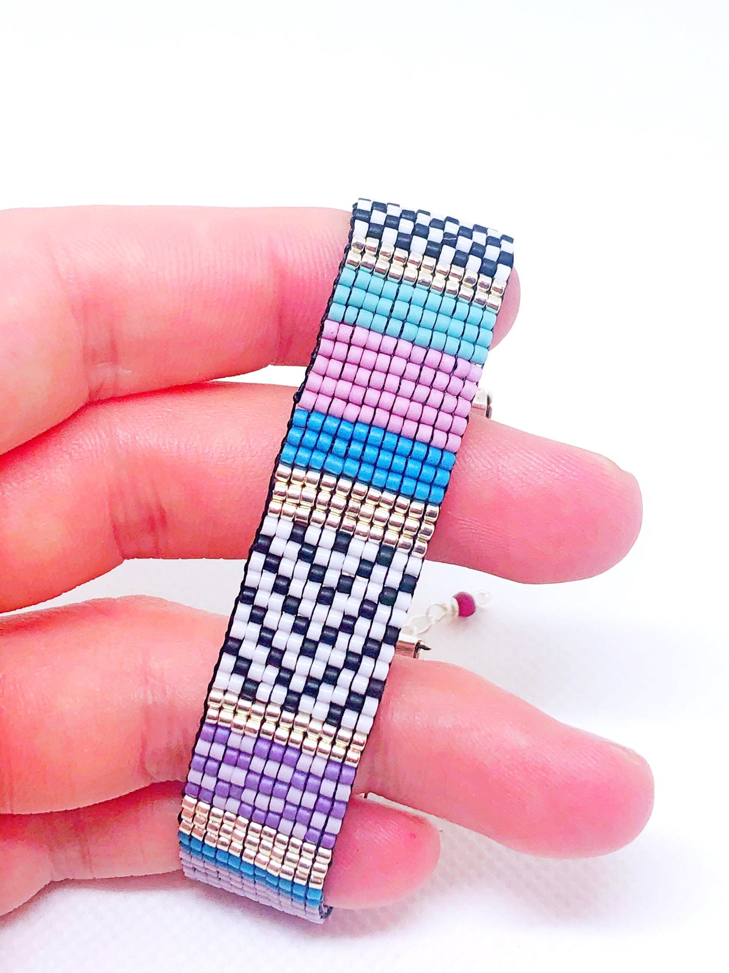 Colorful bead loom bracelet