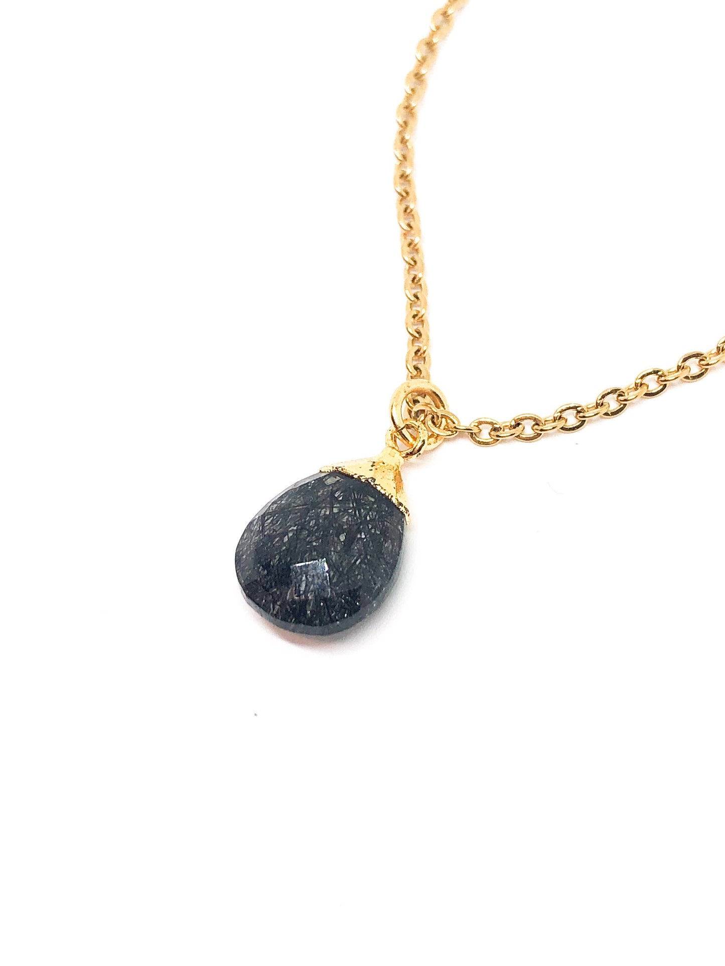 Glass charm necklace in gold