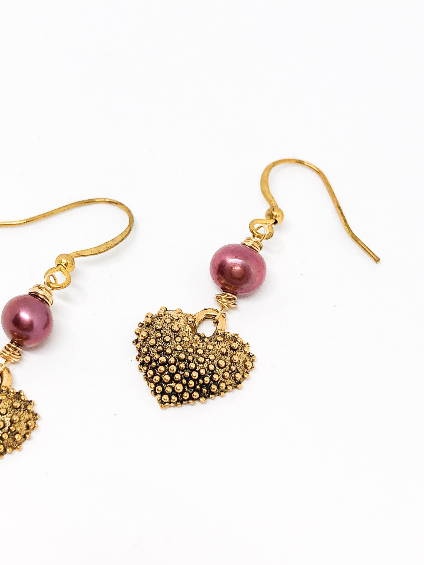 Funky heart earrings gold