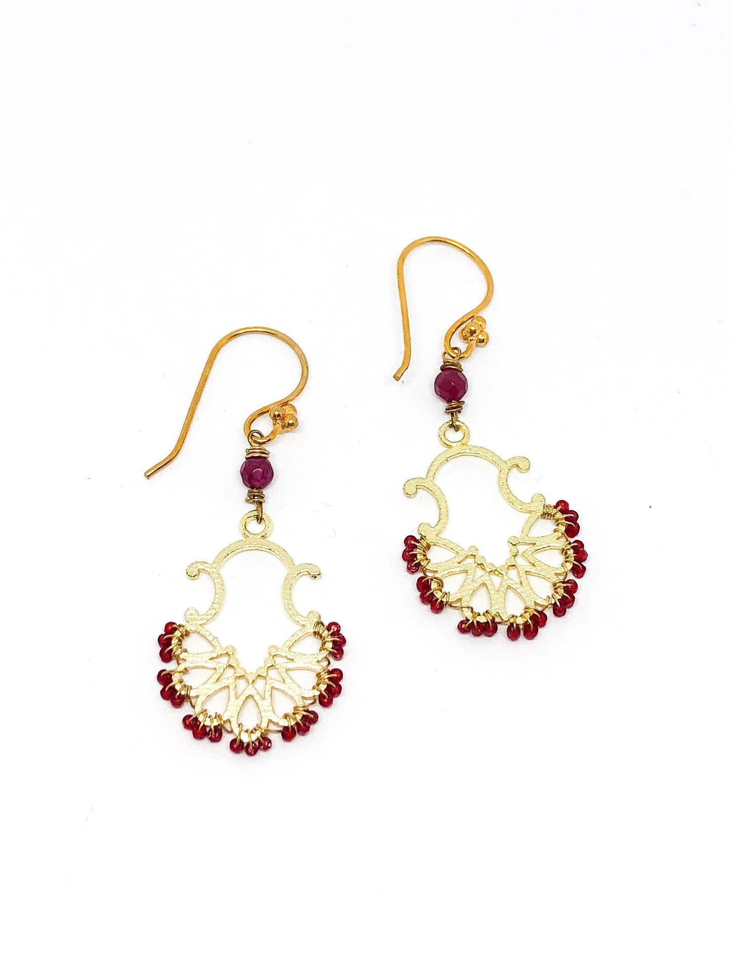 Red and gold statement earrings