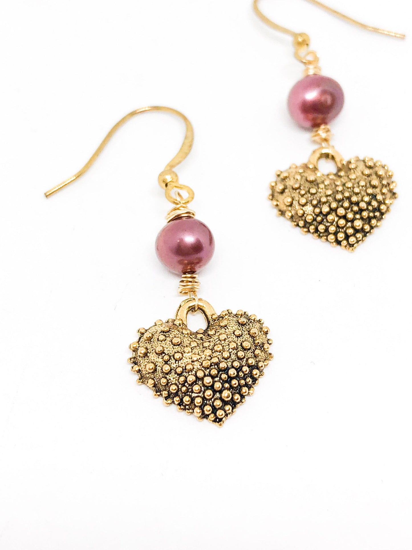 Funky heart earrings gold