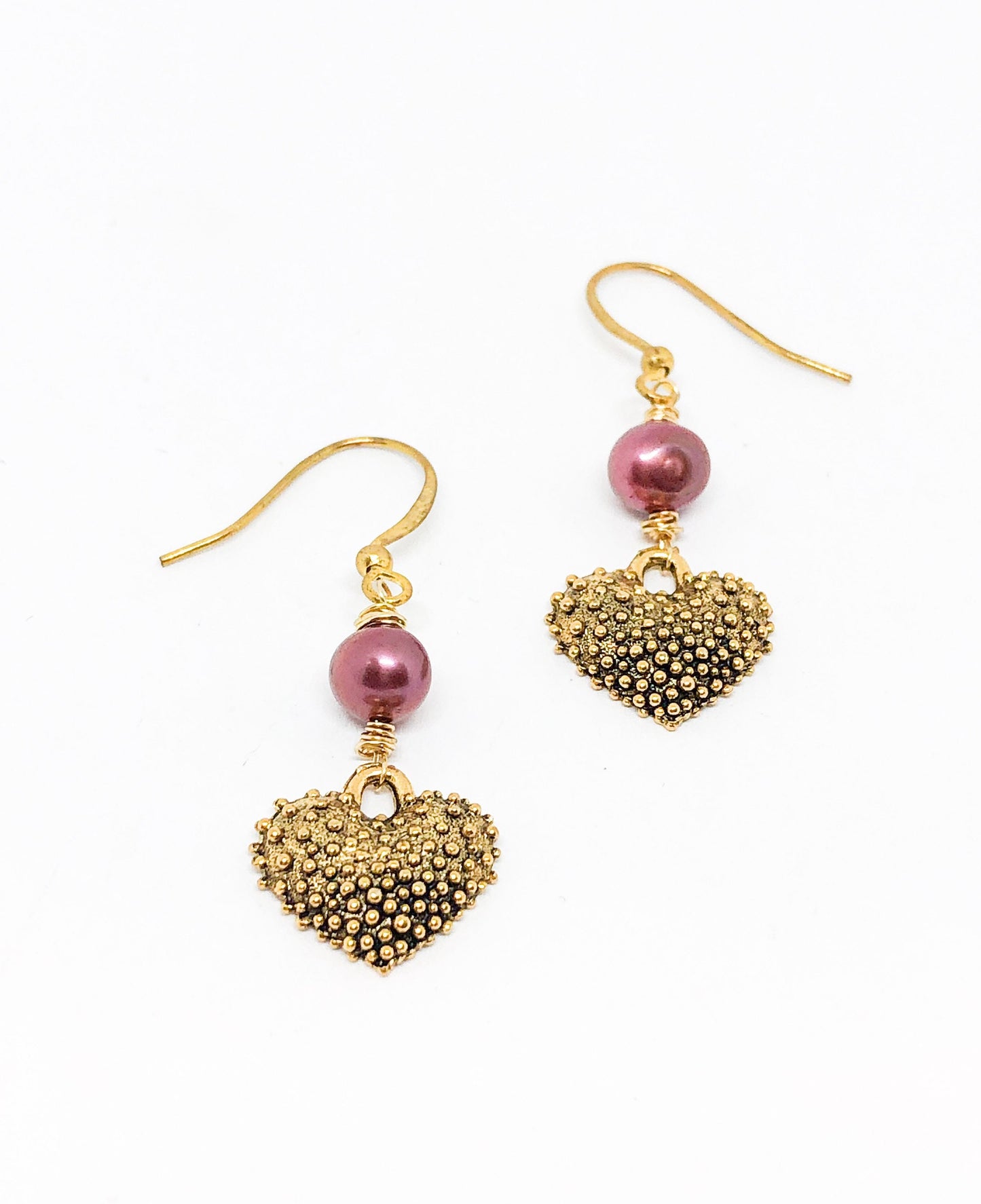 Funky heart earrings gold