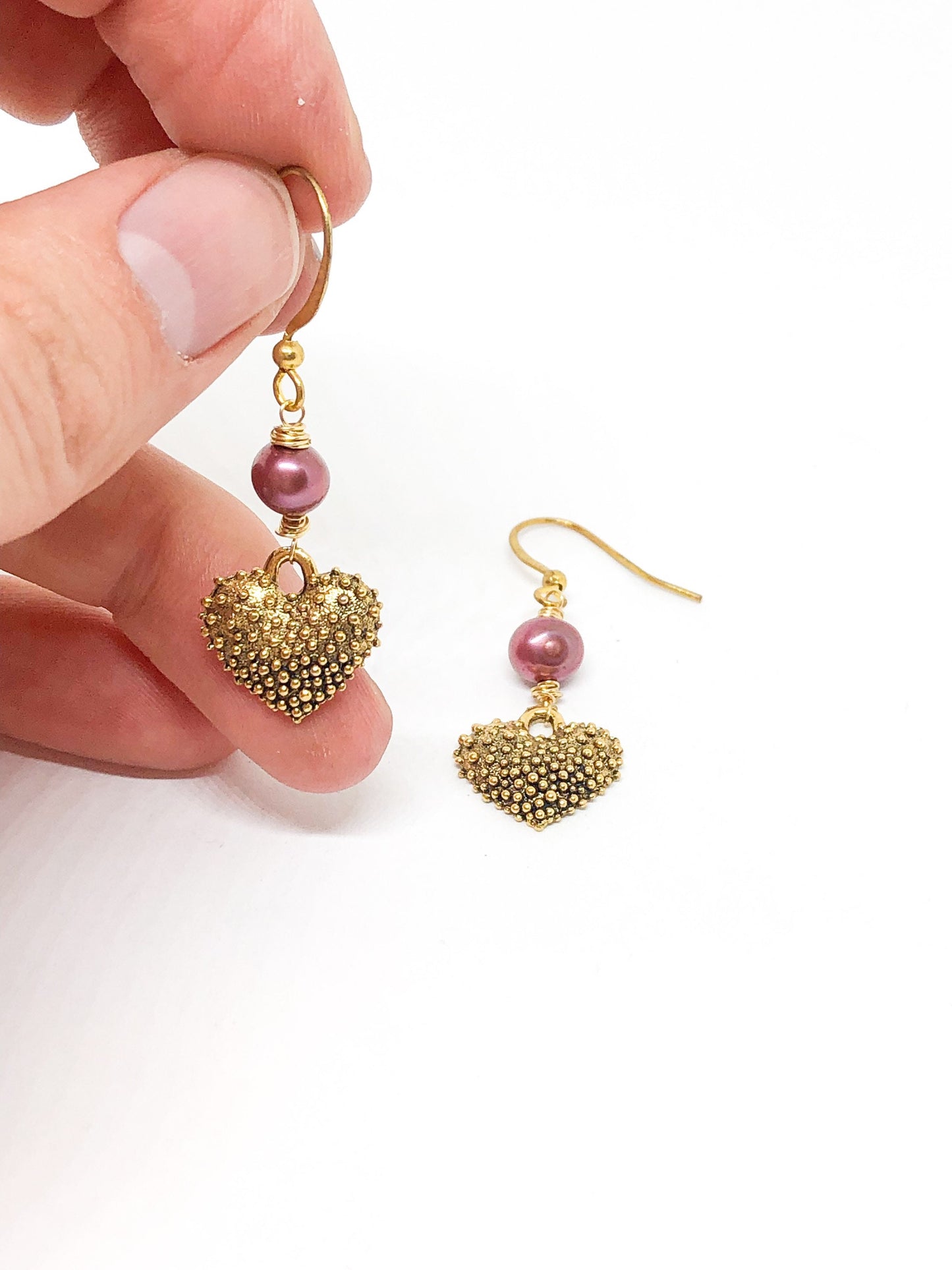 Funky heart earrings gold