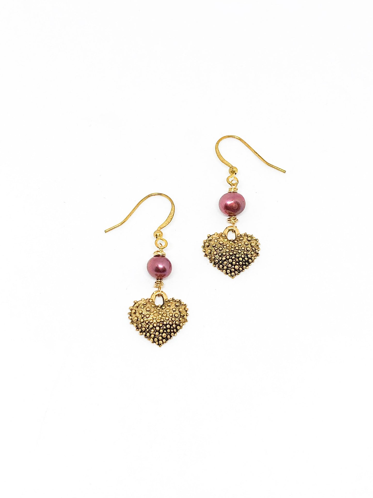 Funky heart earrings gold