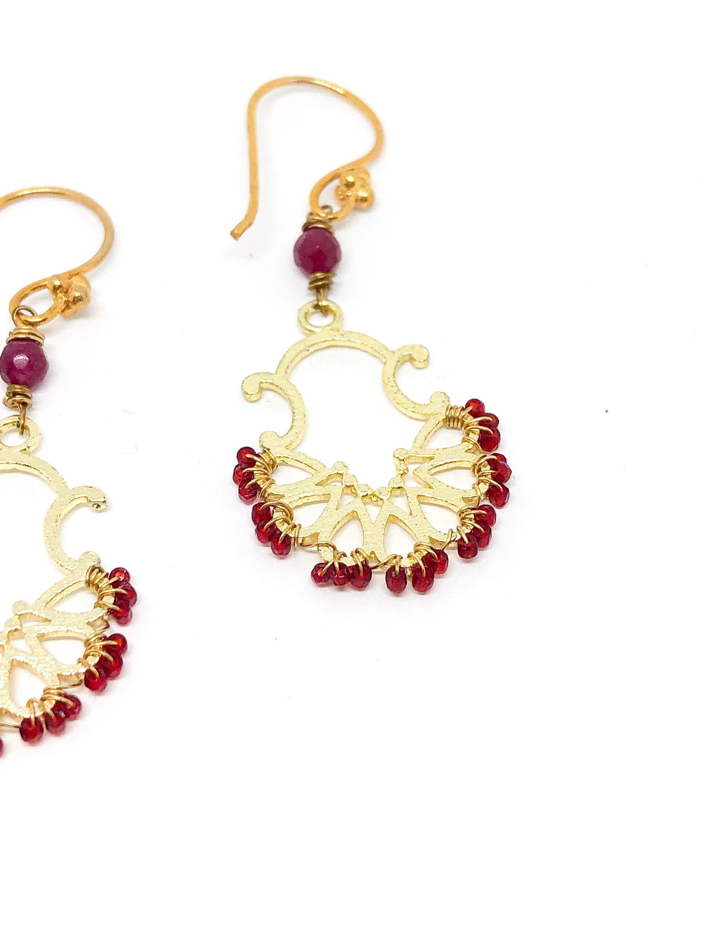 Red and gold statement earrings