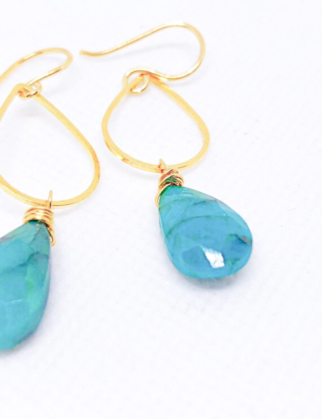 Chrysocolla earrings in gold