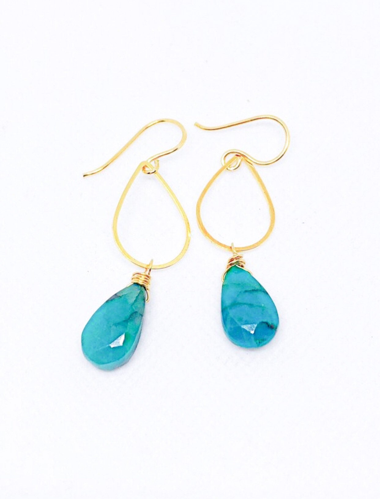 Chrysocolla earrings in gold