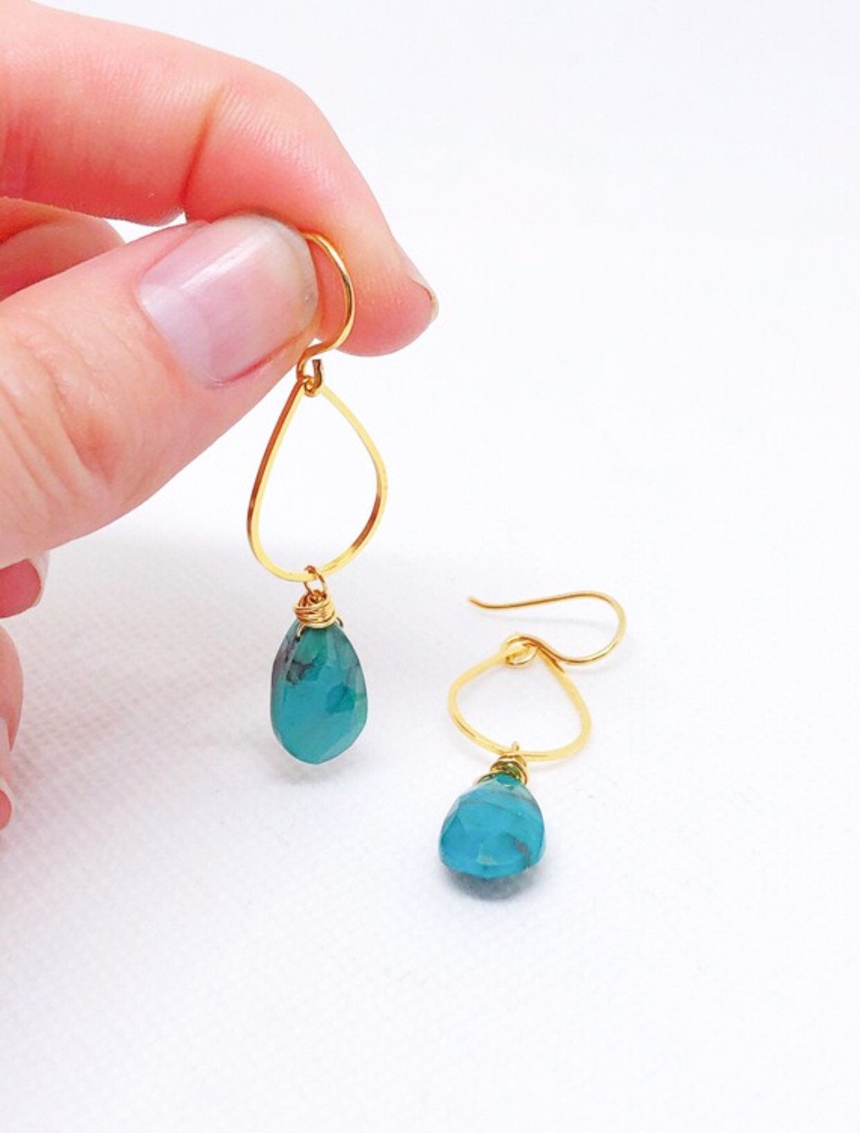 Chrysocolla earrings in gold