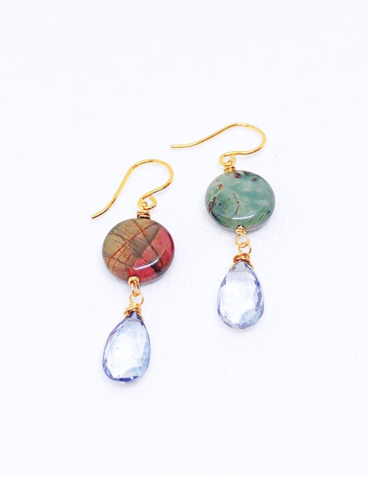 Scapolite and jasper earrings