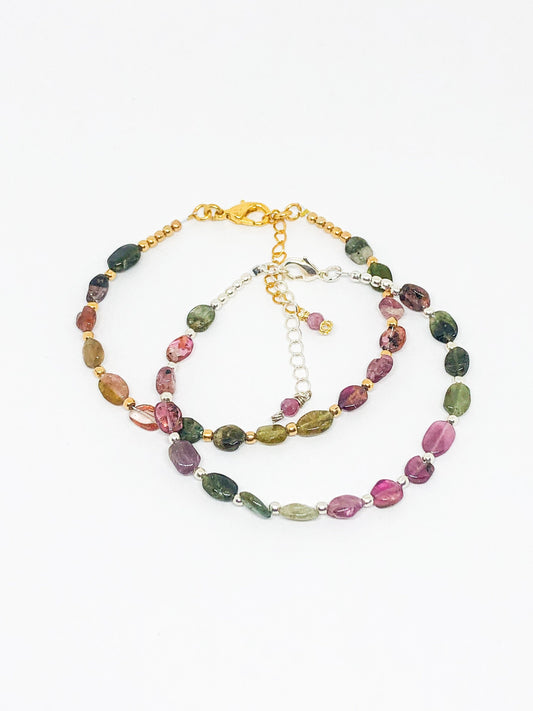 Mother's Day Gift - Original tourmaline gemstone bracelet in gold or silver