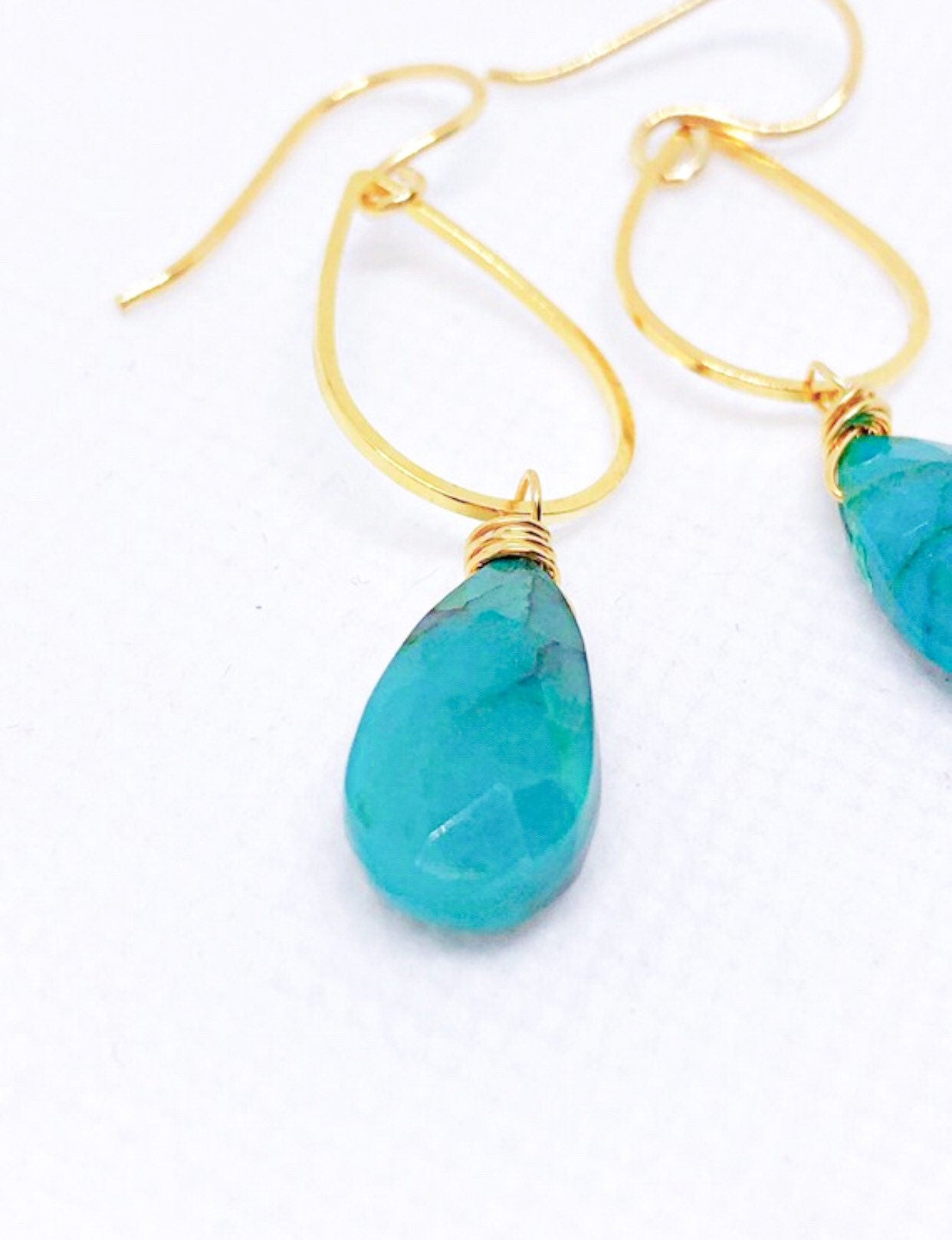 Chrysocolla earrings in gold