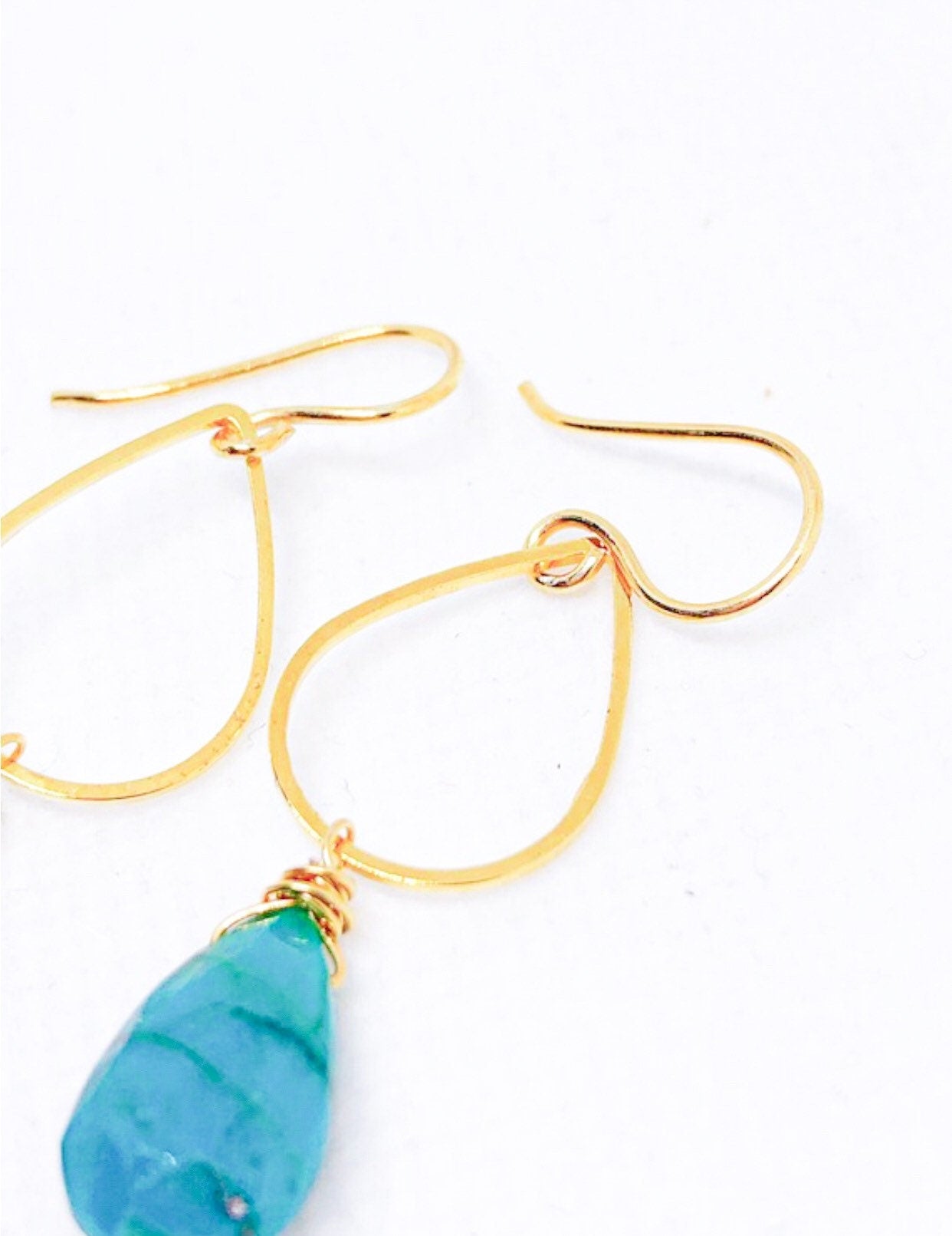 Chrysocolla earrings in gold