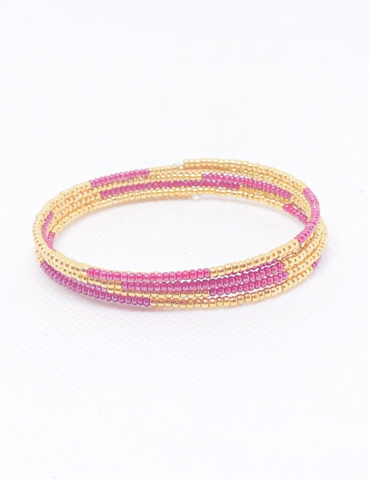 Pink memory wire bracelet