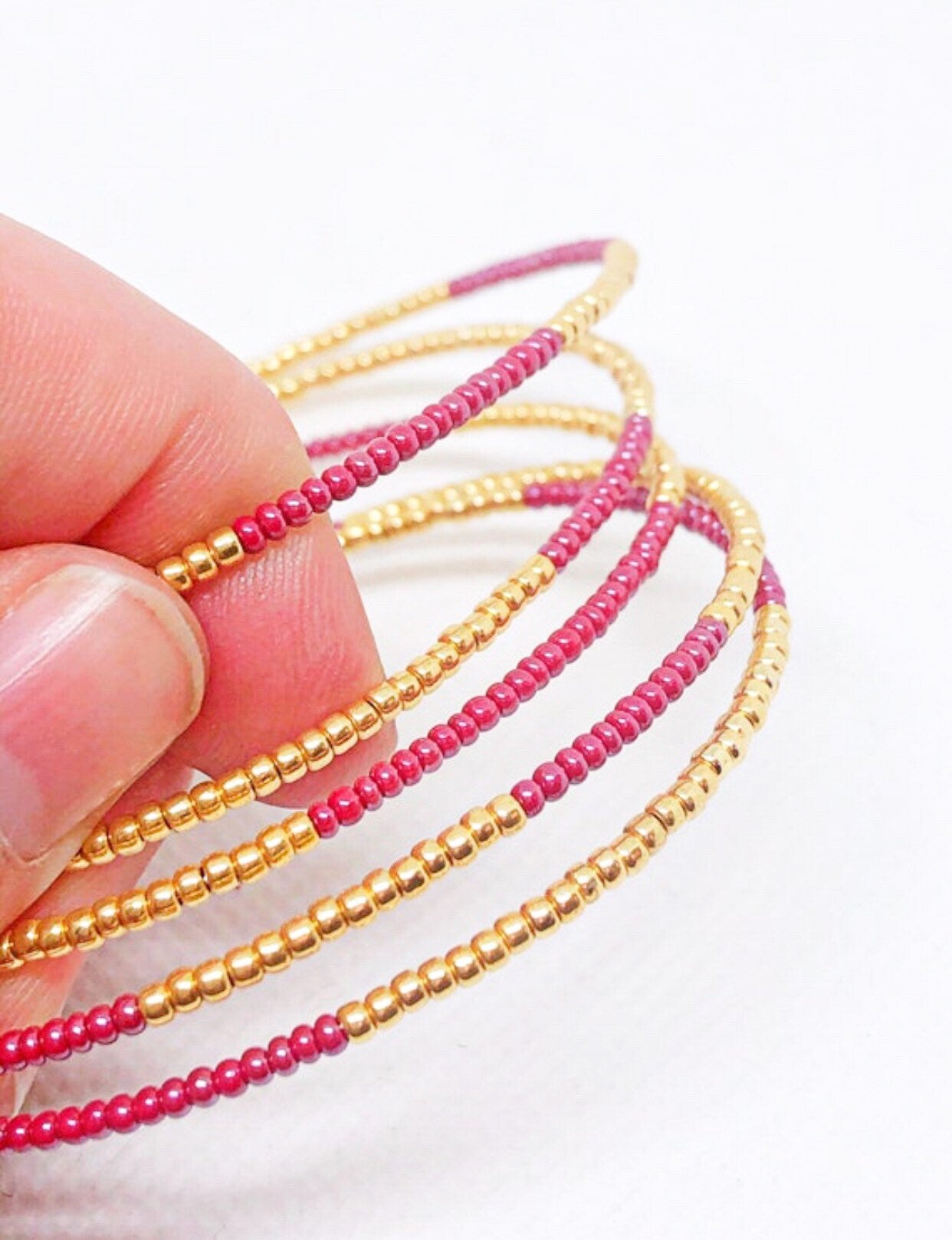 Pink memory wire bracelet