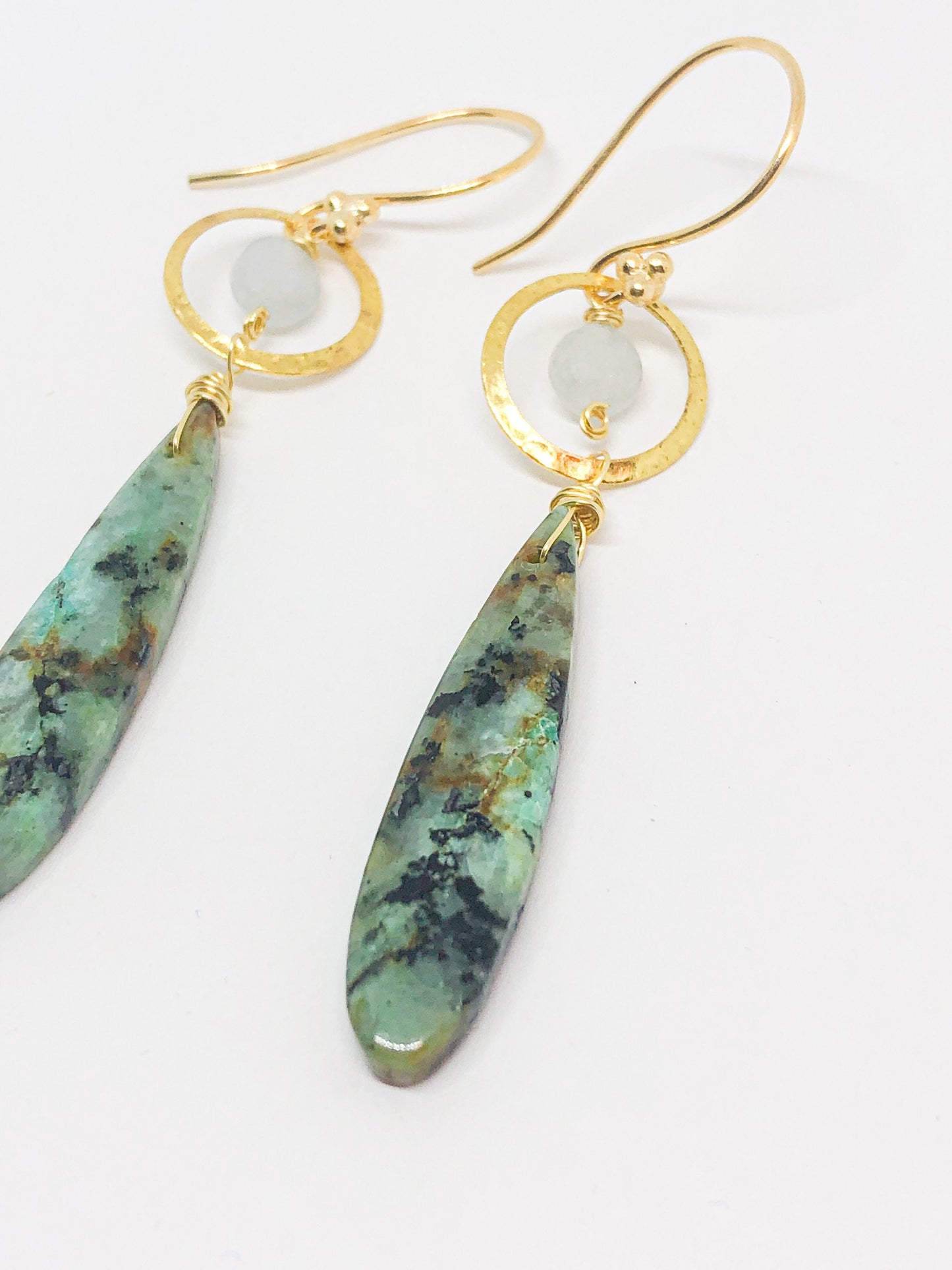 African turquoise earrings in gold or silver