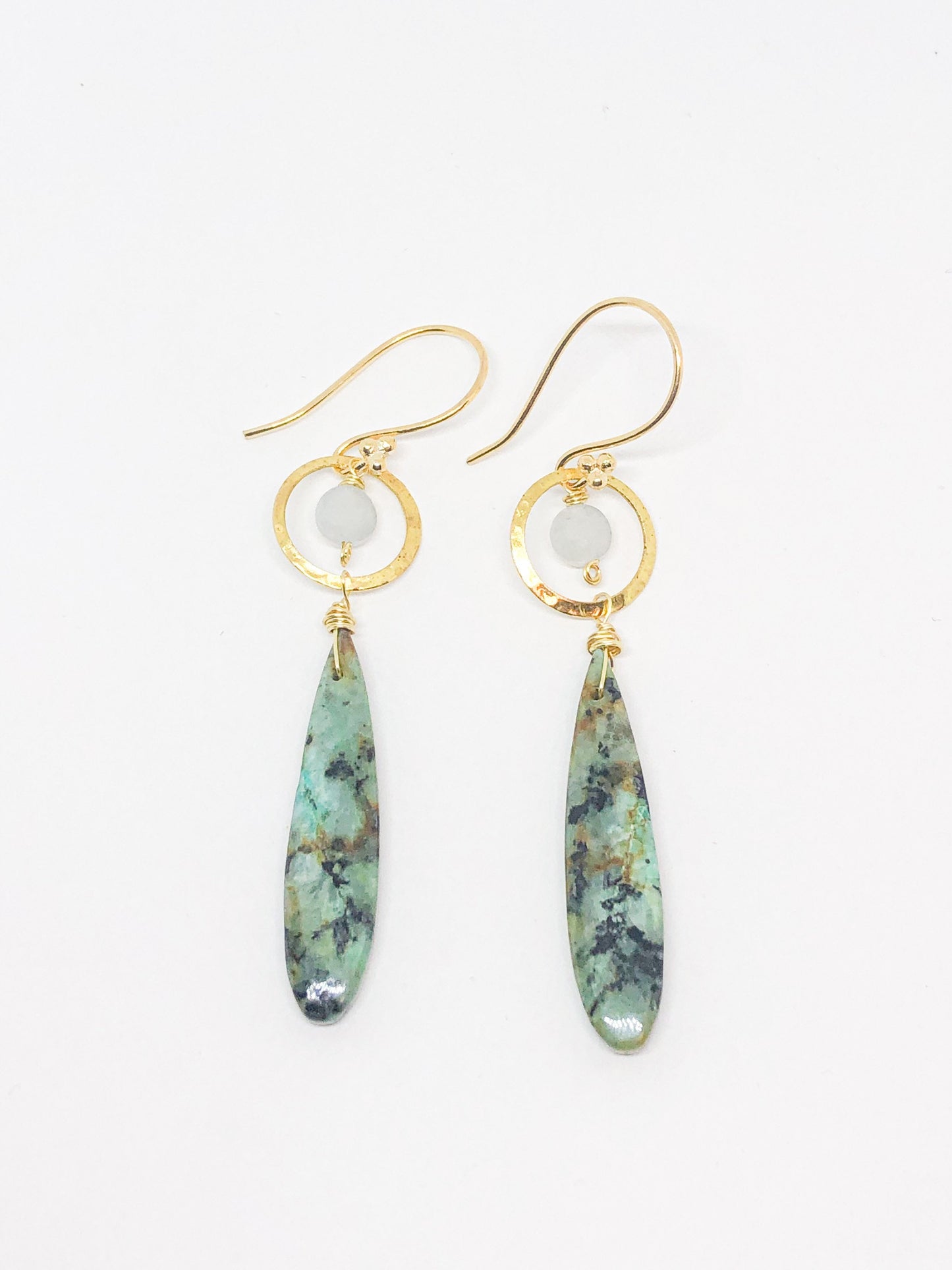 African turquoise earrings in gold or silver