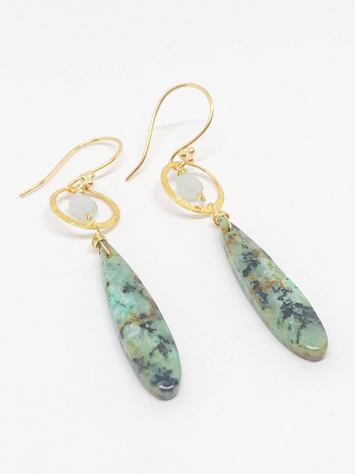 African turquoise earrings in gold or silver