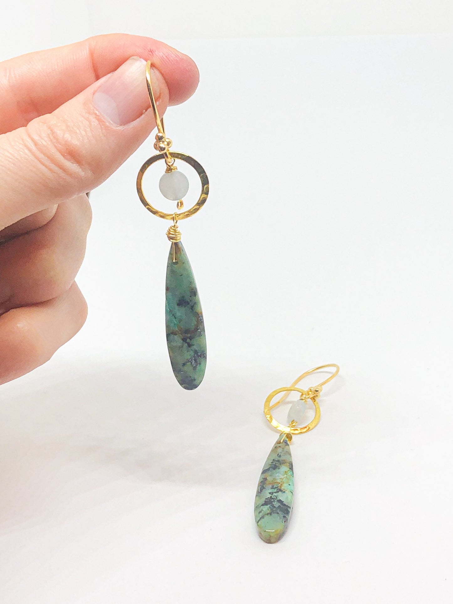 African turquoise earrings in gold or silver