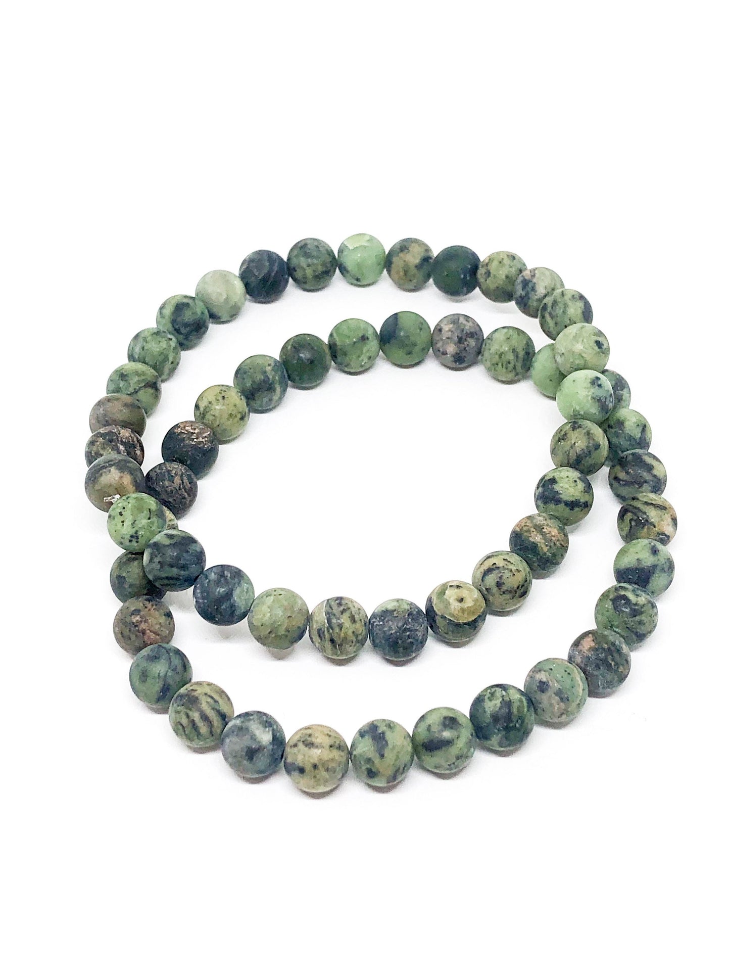 Black and green speckled jade bracelet