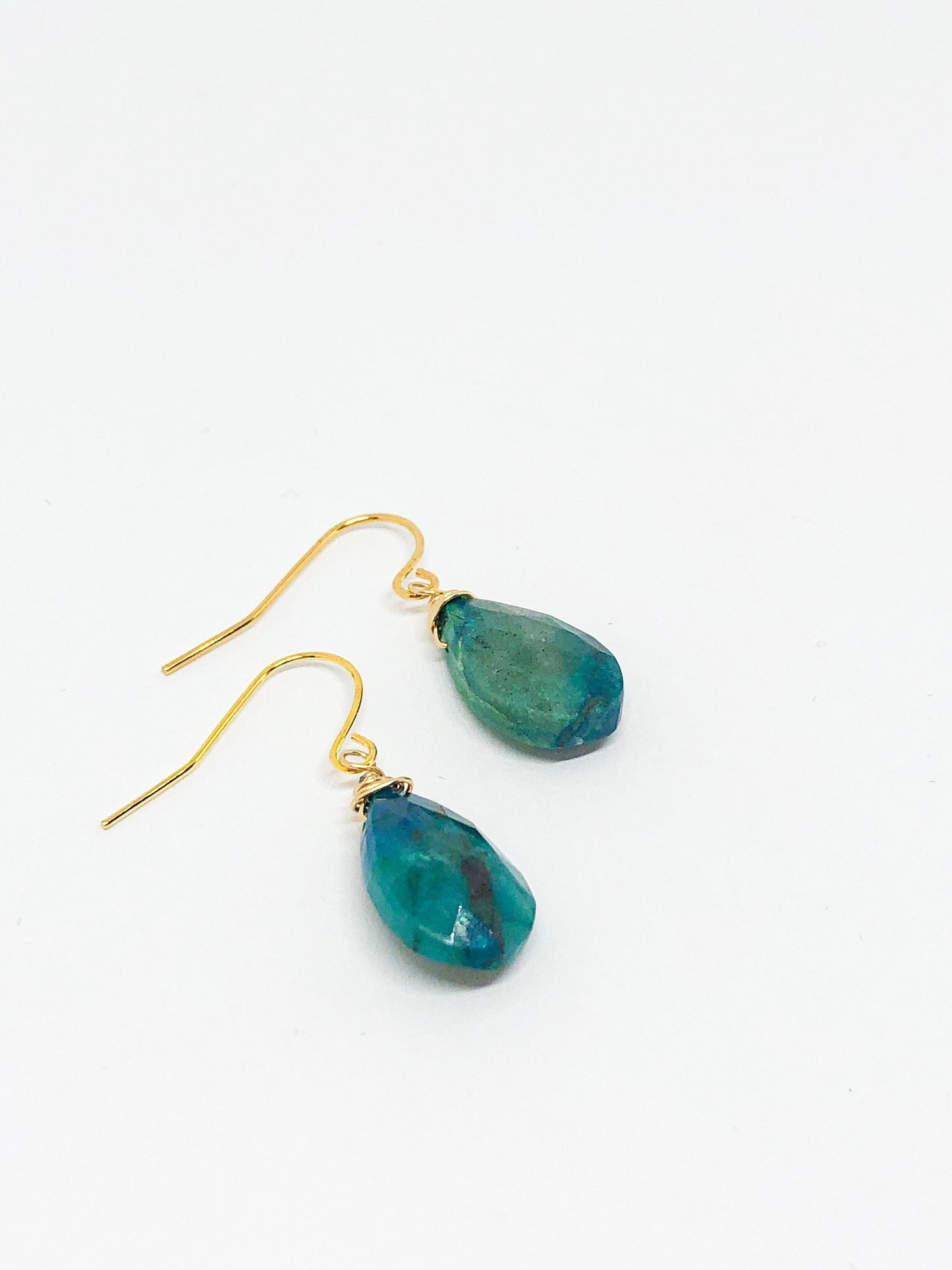 Mother's Day gift - Chrysocolla earrings in gold