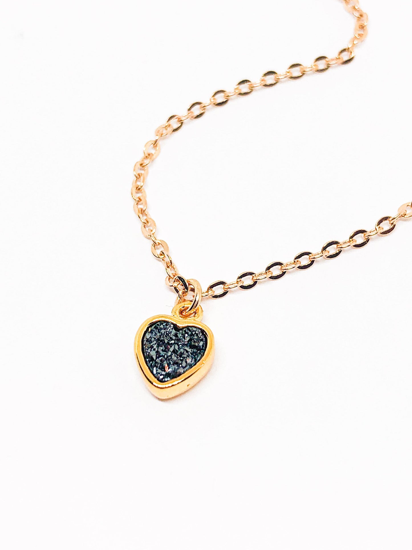 Druzy heart necklace