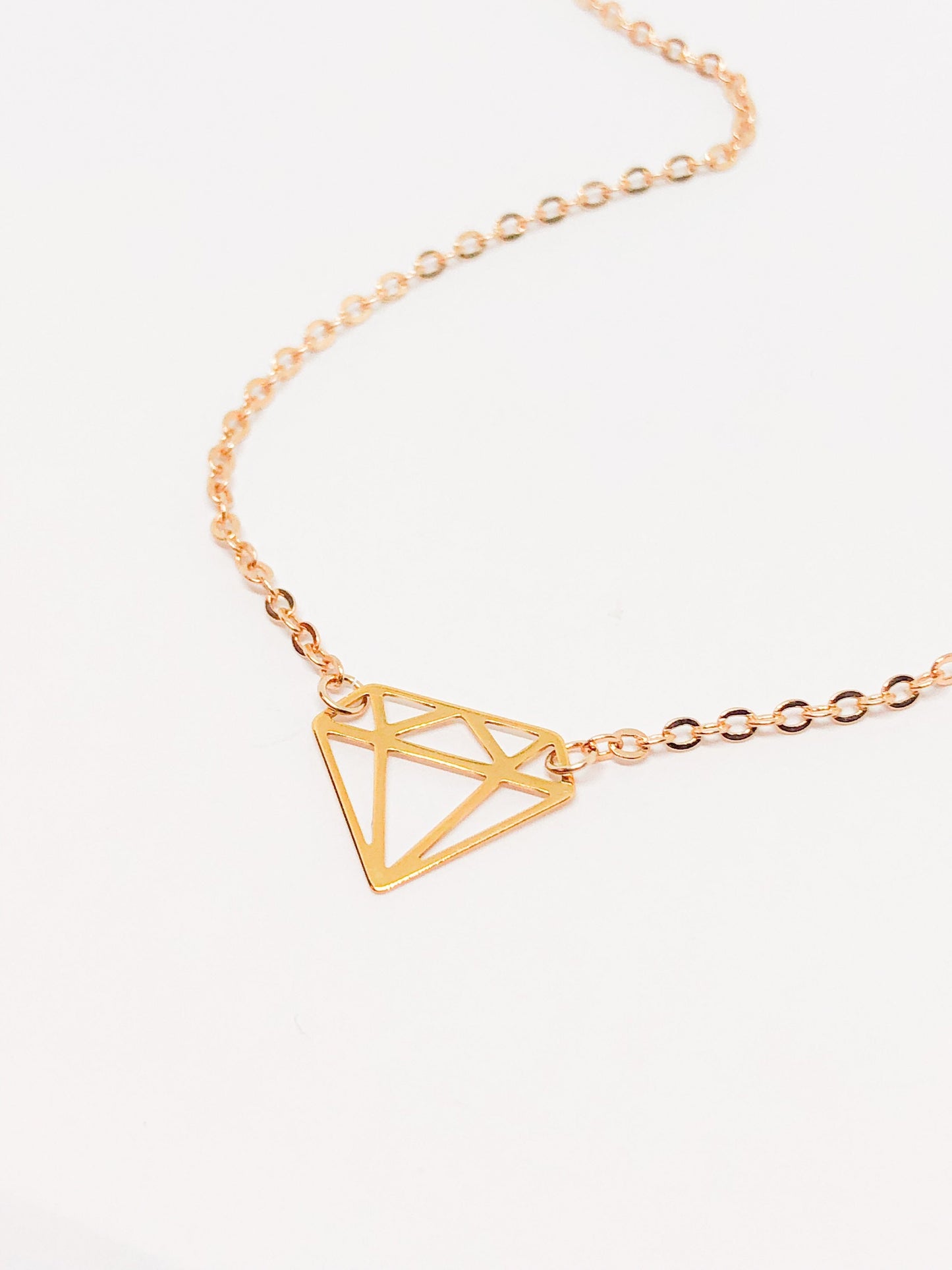 Diamond pendant in silver or gold